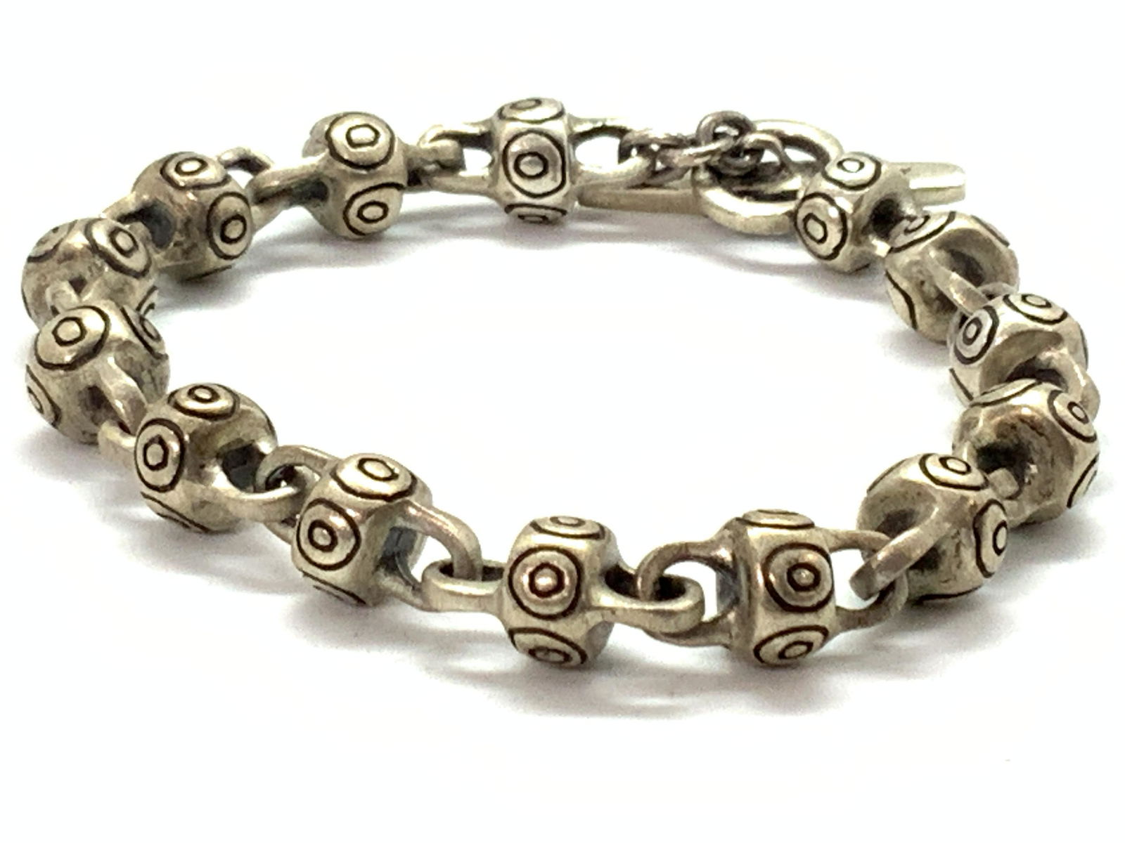 JENKS Sterling Silver Link Bracelet, Toggle Clasp (1 of 6)