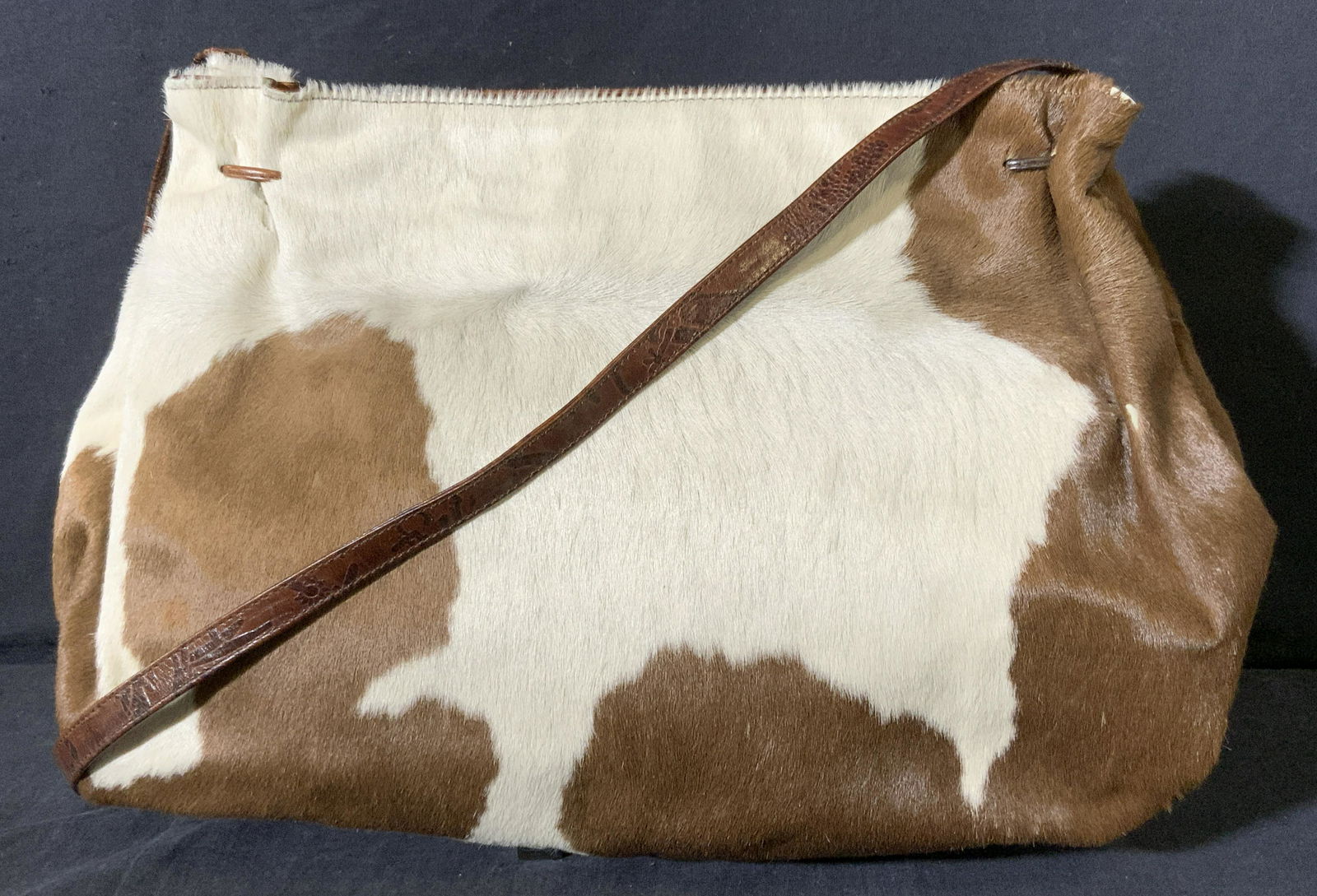 CARLOS FALCHI Vtg Cowhide & Leather Crossbody Bag (1 of 7)