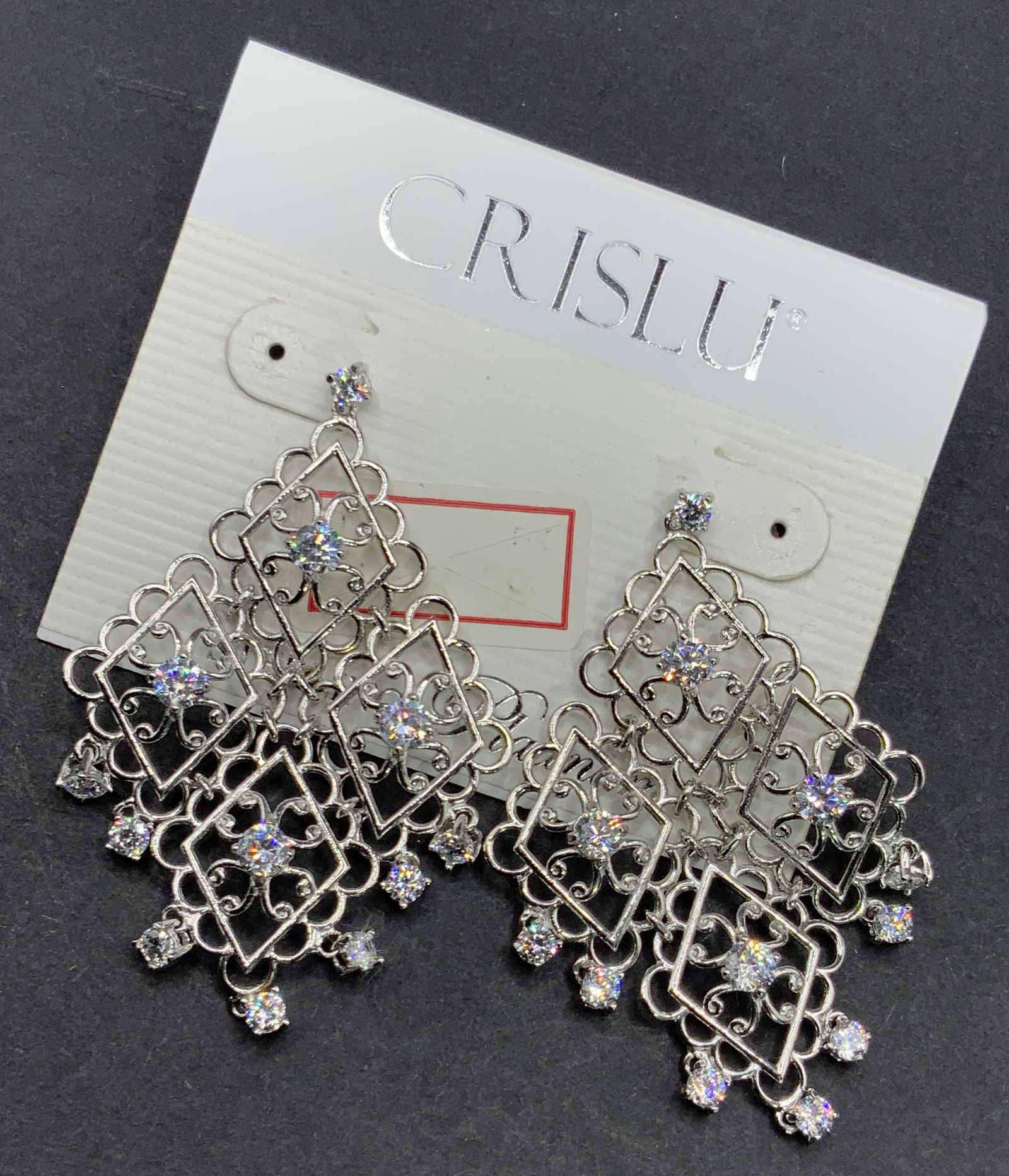 CRISLU STERLING PLATINUM NWT Filigree Earrings, Bx (1 of 11)