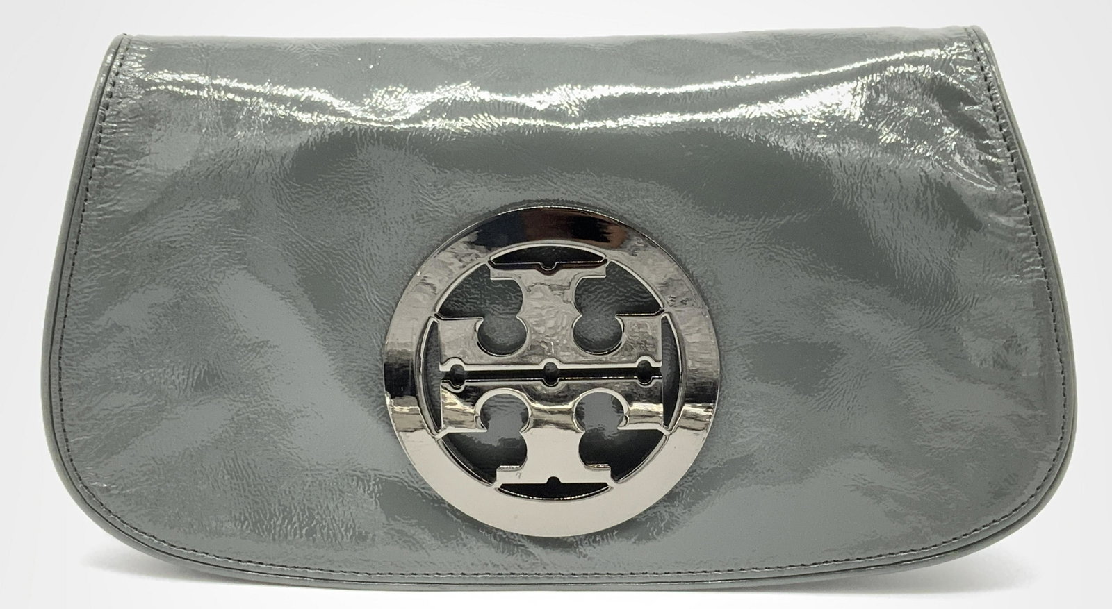 TORY BURCH Grey Patent Leather Clutch (1 of 5)