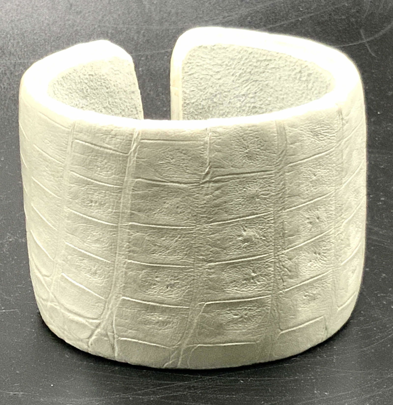White Faux Snake Leather Cuff Bracelet (1 of 5)