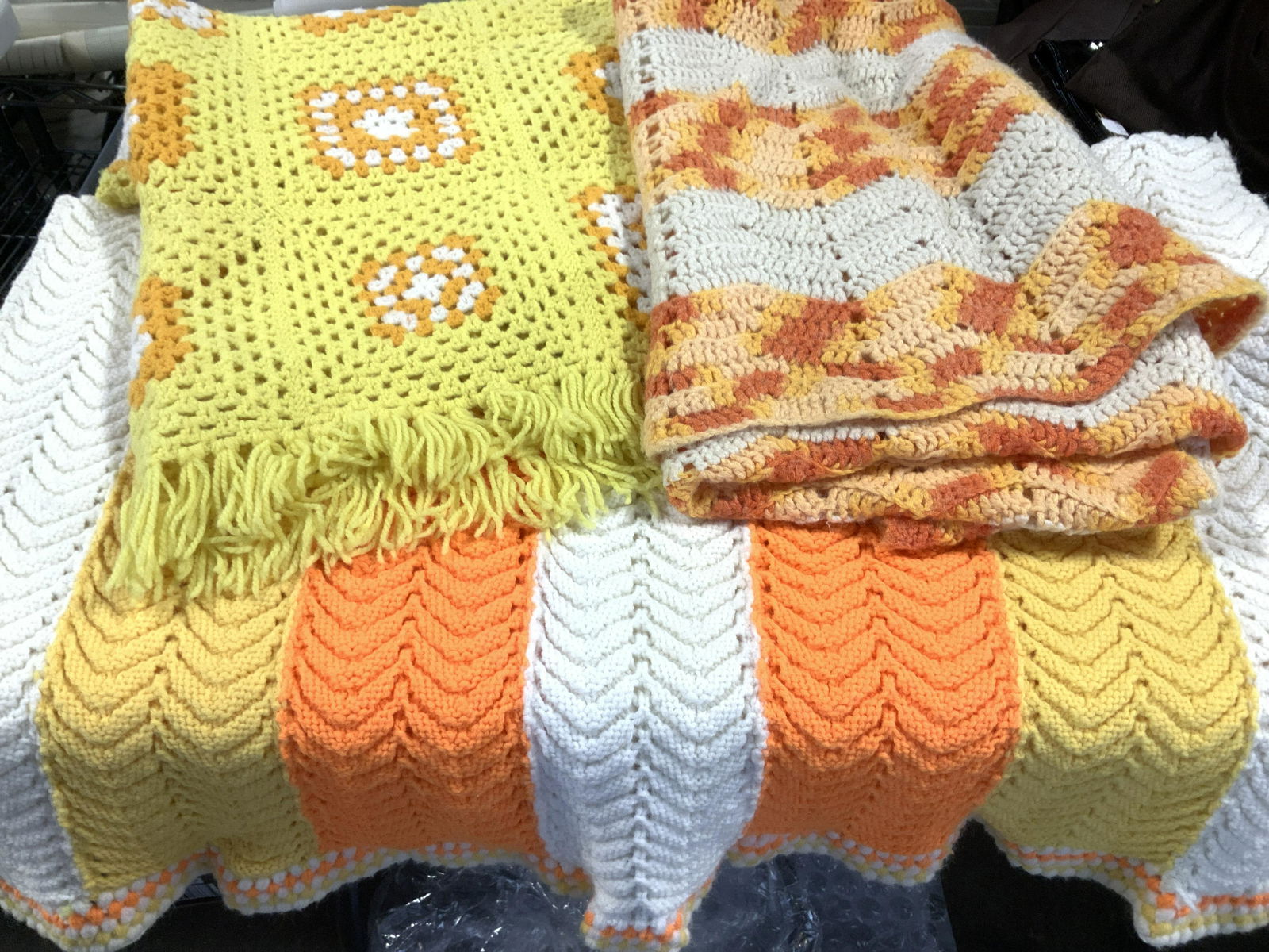 Lot 4 Hand Crochet Yarn Blankets / Throws (1 of 6)