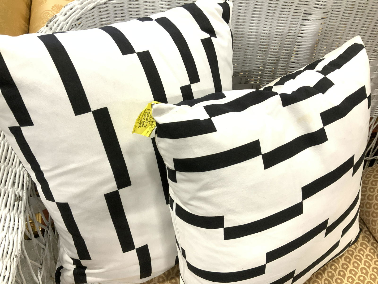 Pair Abstract Black & White Down Pillows (1 of 8)