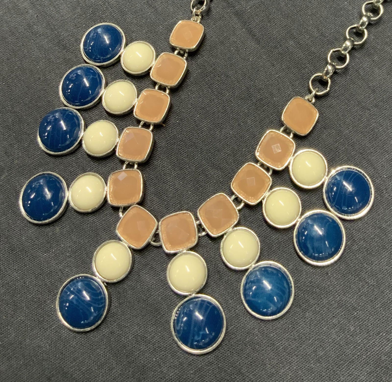 APT. 9 Silver Toned Cabochon Bin Necklace (1 of 8)