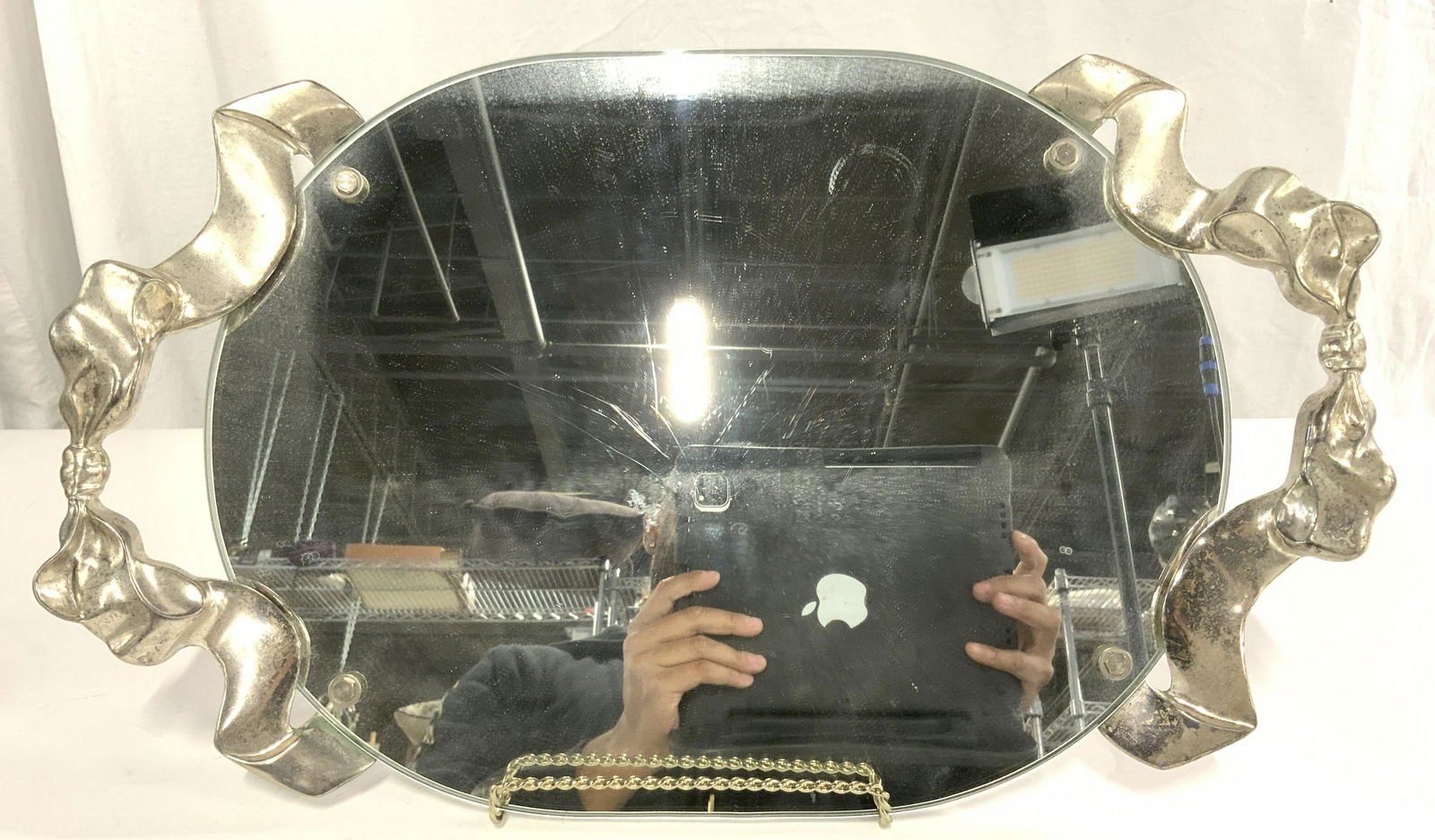 GODINGER Mirrored Vanity Tray W Metal Handles (1 of 10)