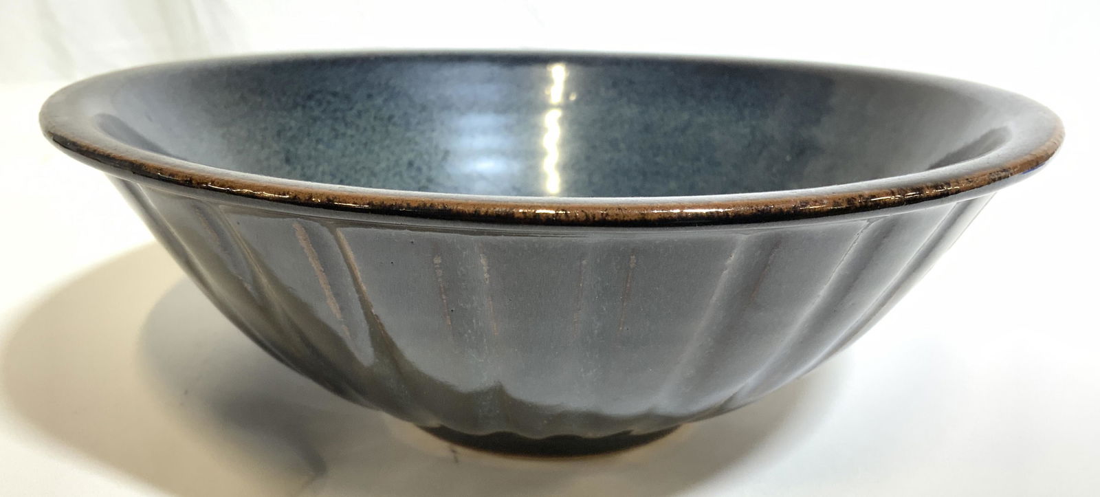 Signed Deep Aqua Ceramic Bowl (1 of 7)