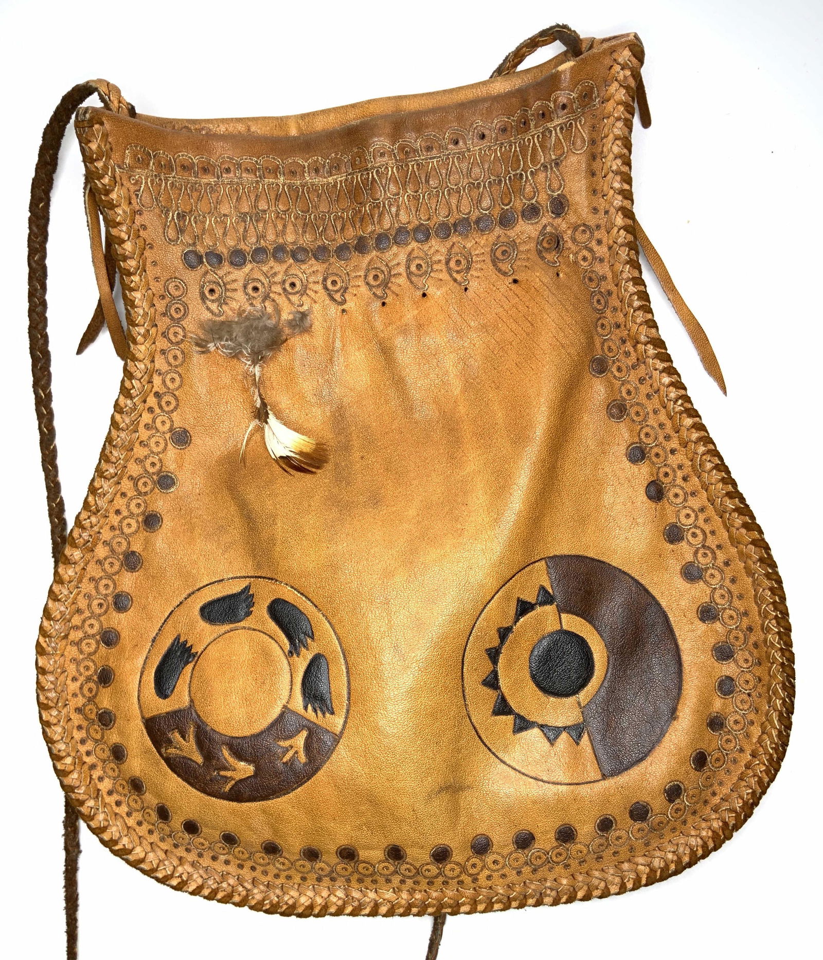 JAN FAULKNER Vintage Handmade Leather Pouch Purse (1 of 10)