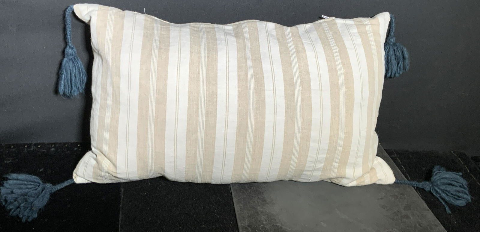 Striped Pattern Fabric Tasseled Toss Pillow (1 of 17)