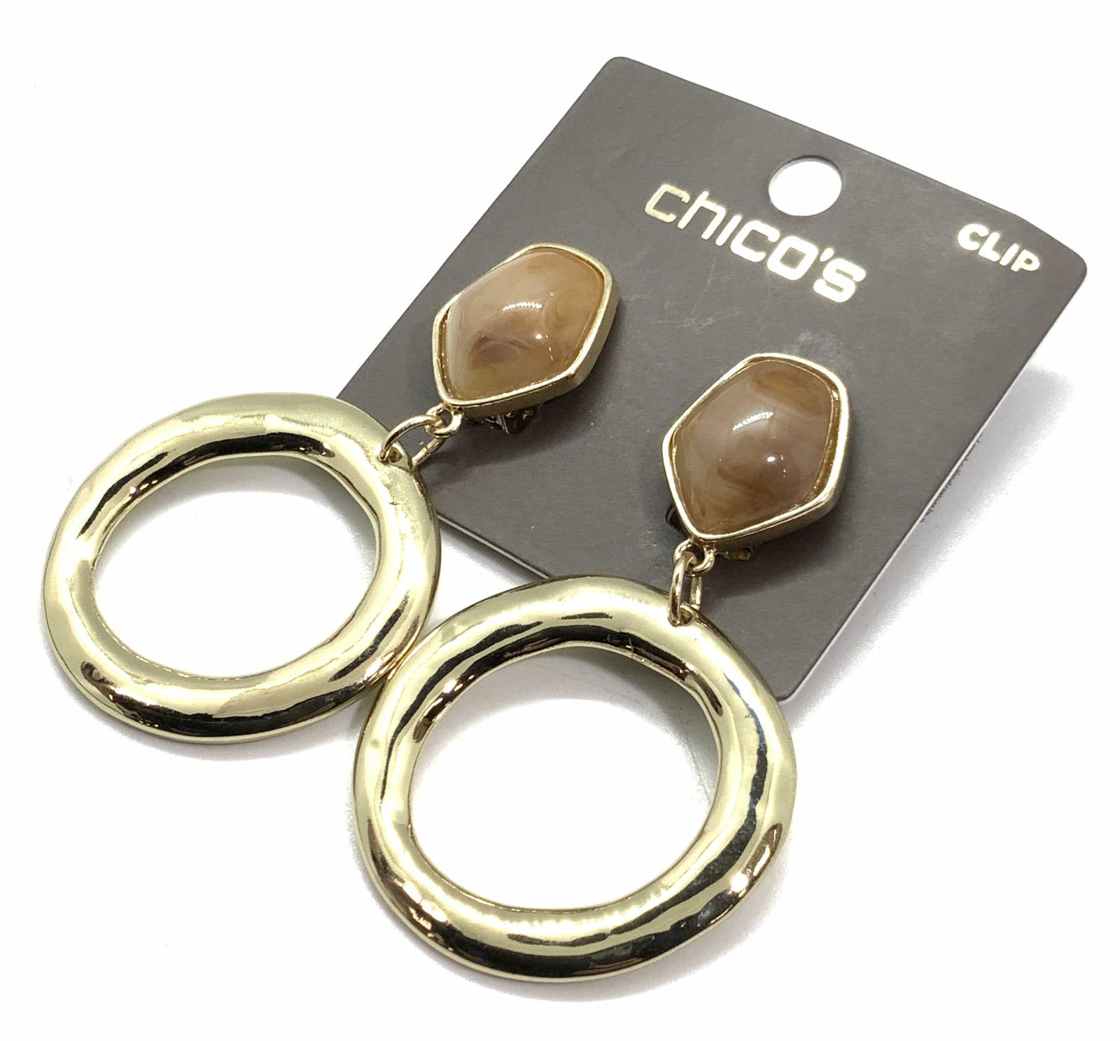Chicos Gold Toned Stone Clip On Earrings. (1 of 5)