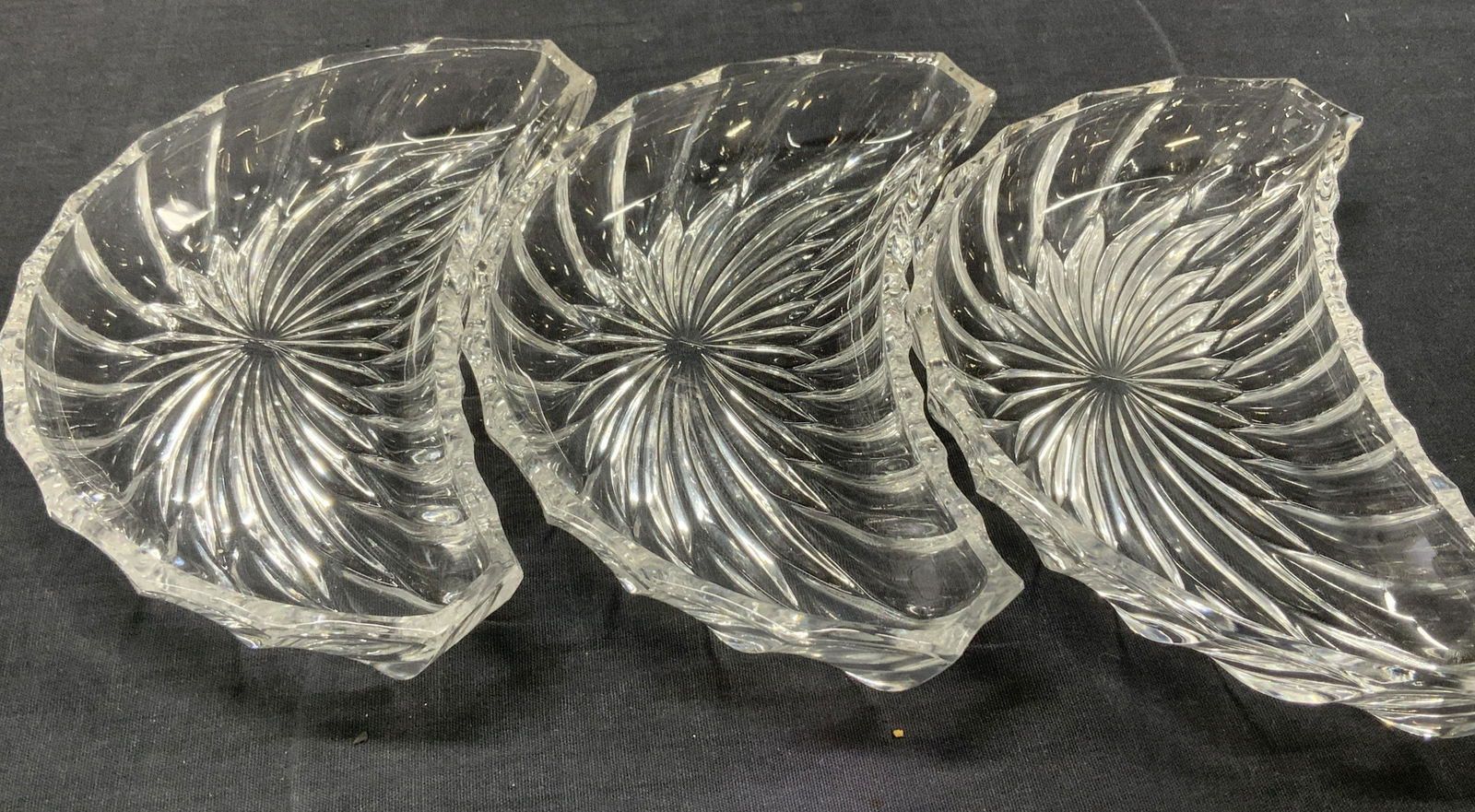 Set 3 Vintage Glass Crescent Dishes (1 of 5)