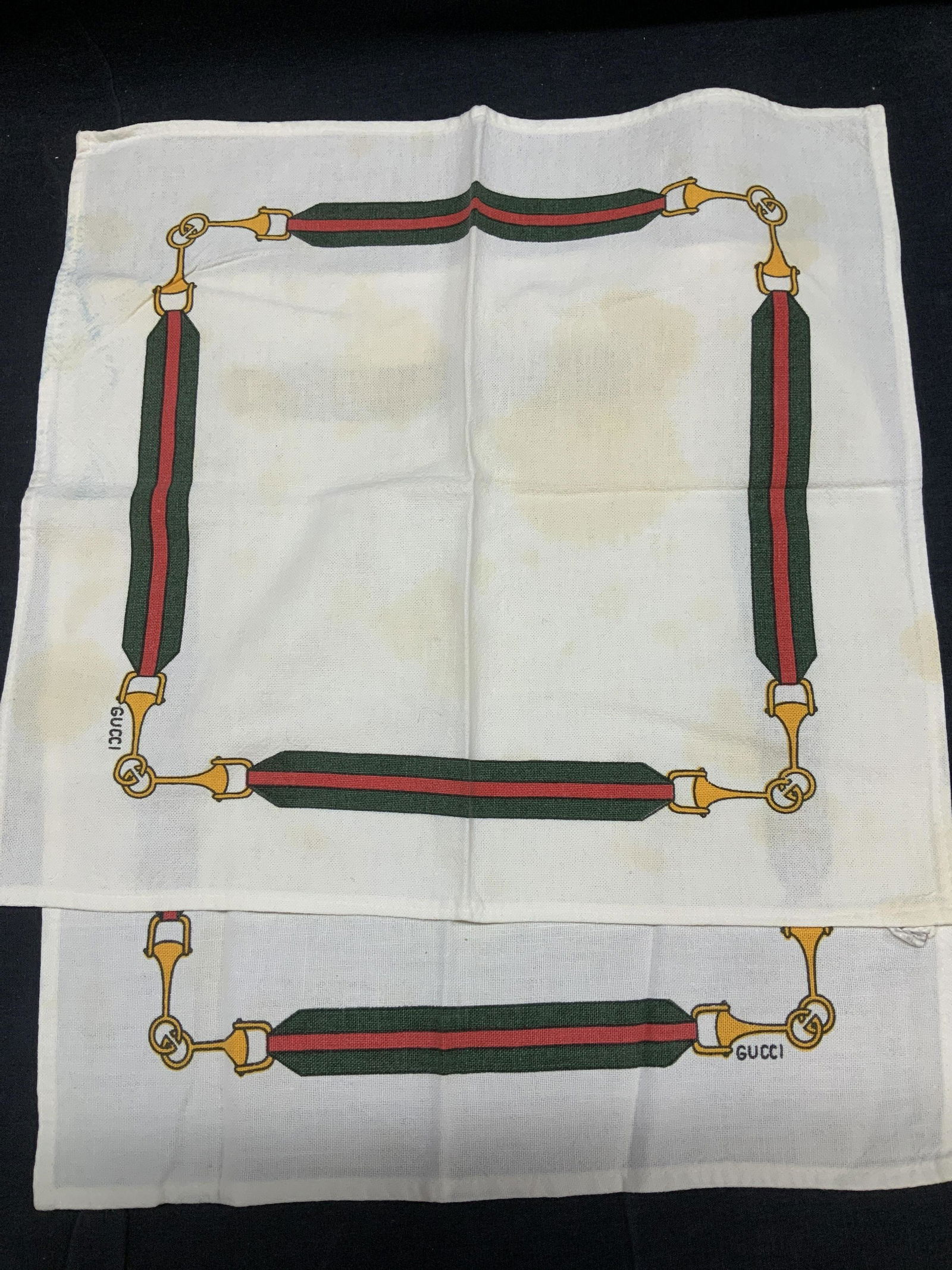 Pair Signed GUCCI Linen Table Napkins (1 of 4)