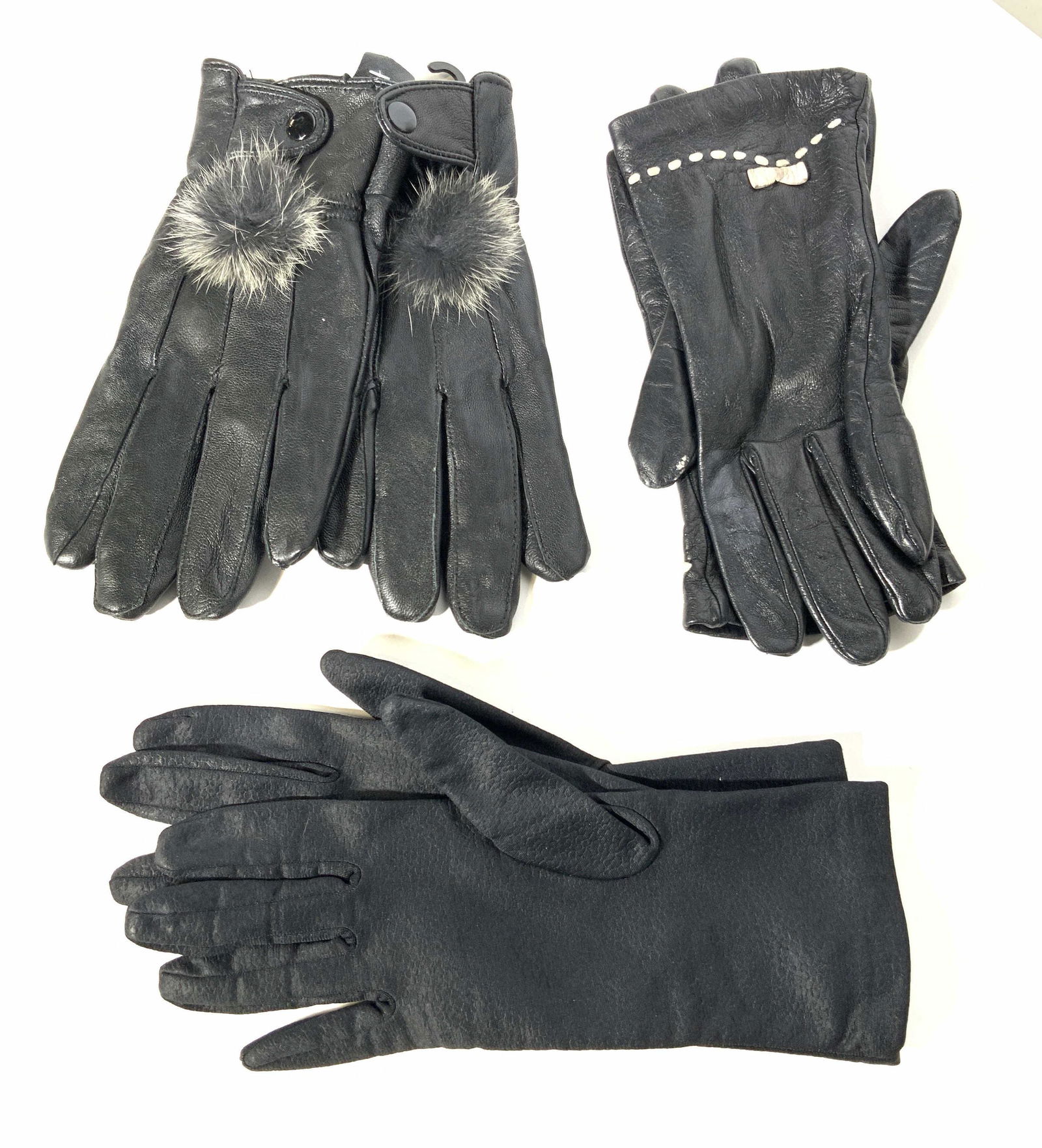 Group Lot 3 Pairs Of Black Gloves (1 of 10)