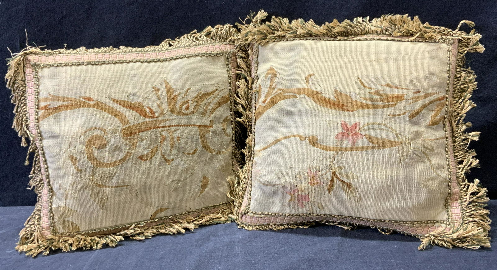 Pair Needlepoint Vintage Throw Pillows (1 of 6)