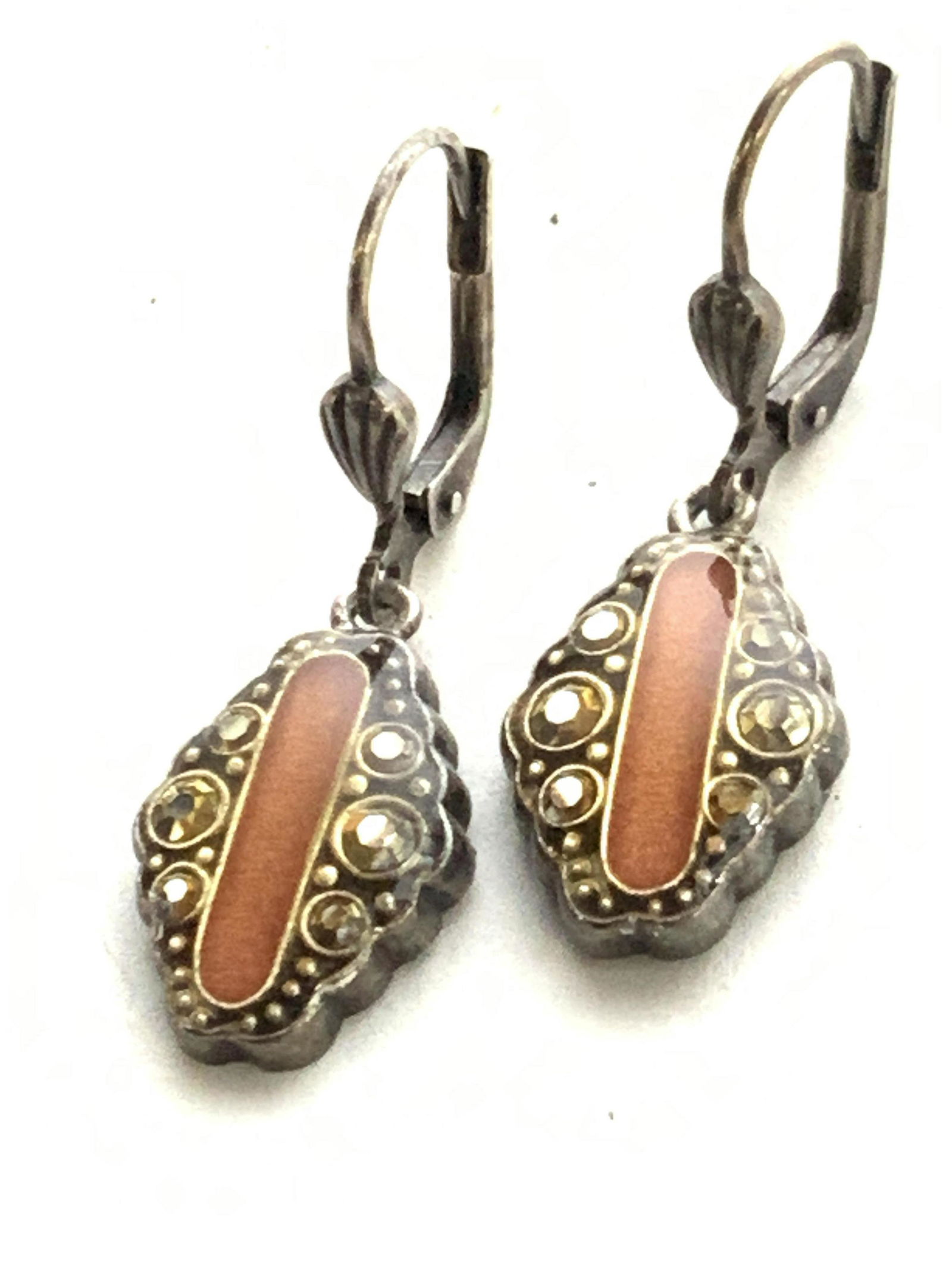 Silver Toned Drop Earrings, France (1 of 5)