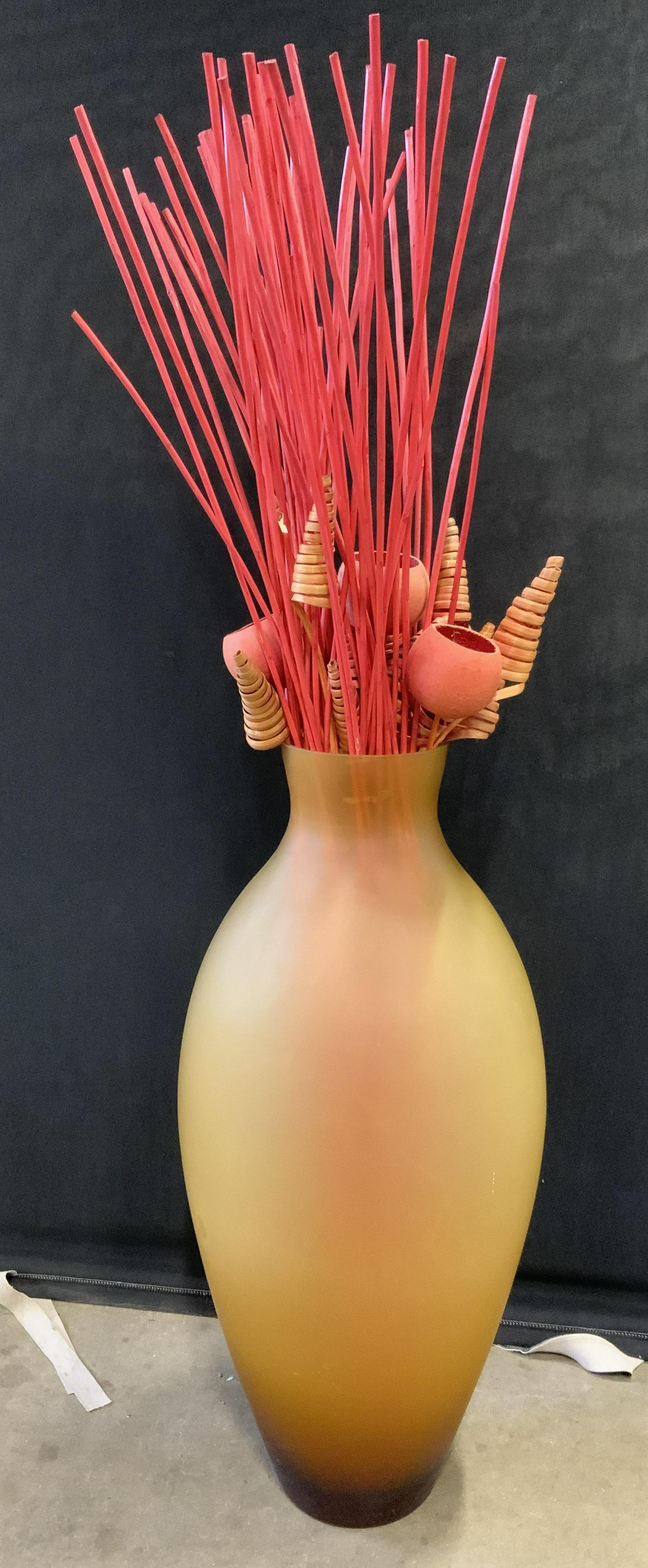 Floor Sized Frosted Glass Planter w Faux Bouquet (1 of 10)