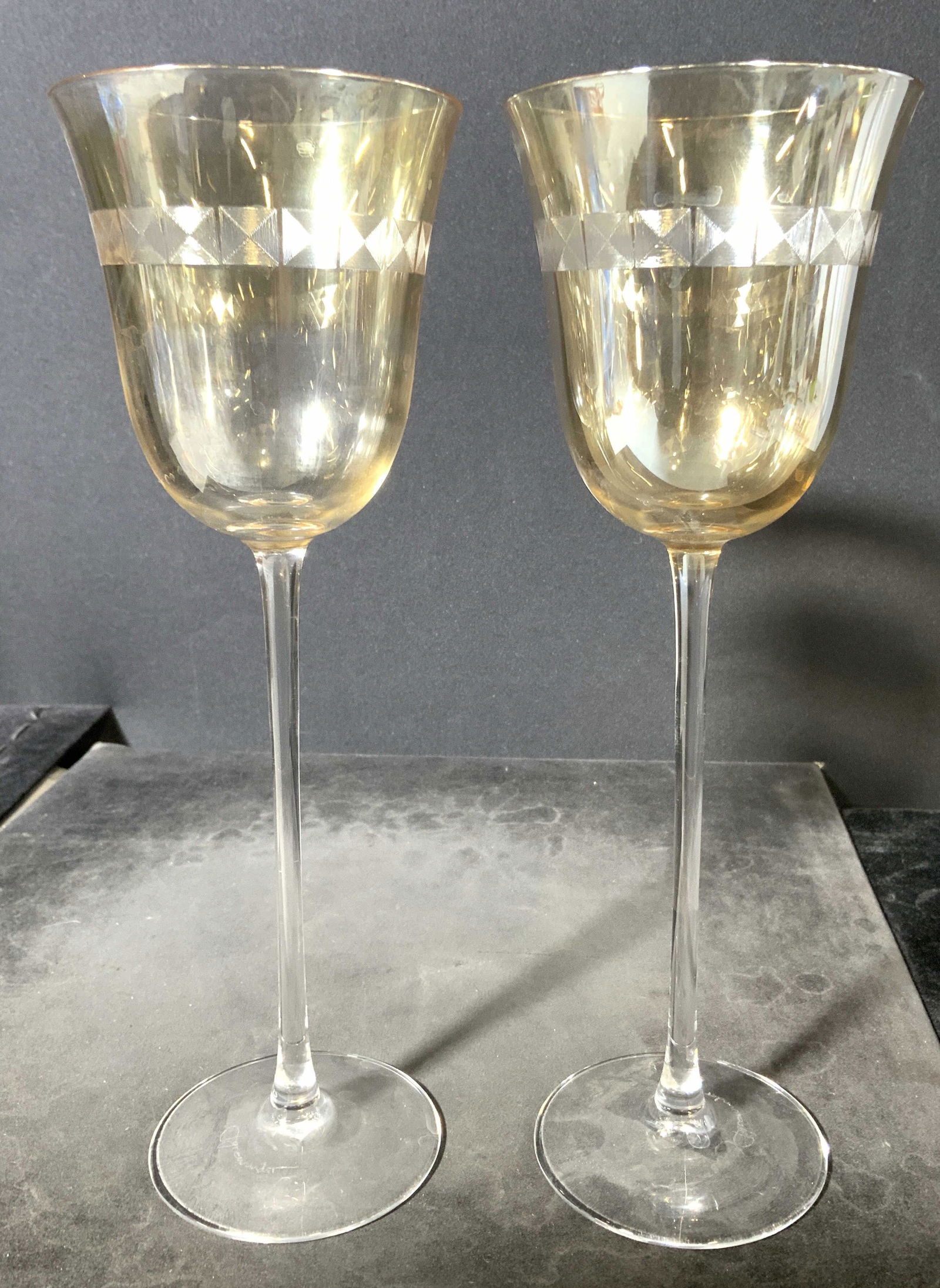 Signed Pair Crystal Champagne Glasses (1 of 8)