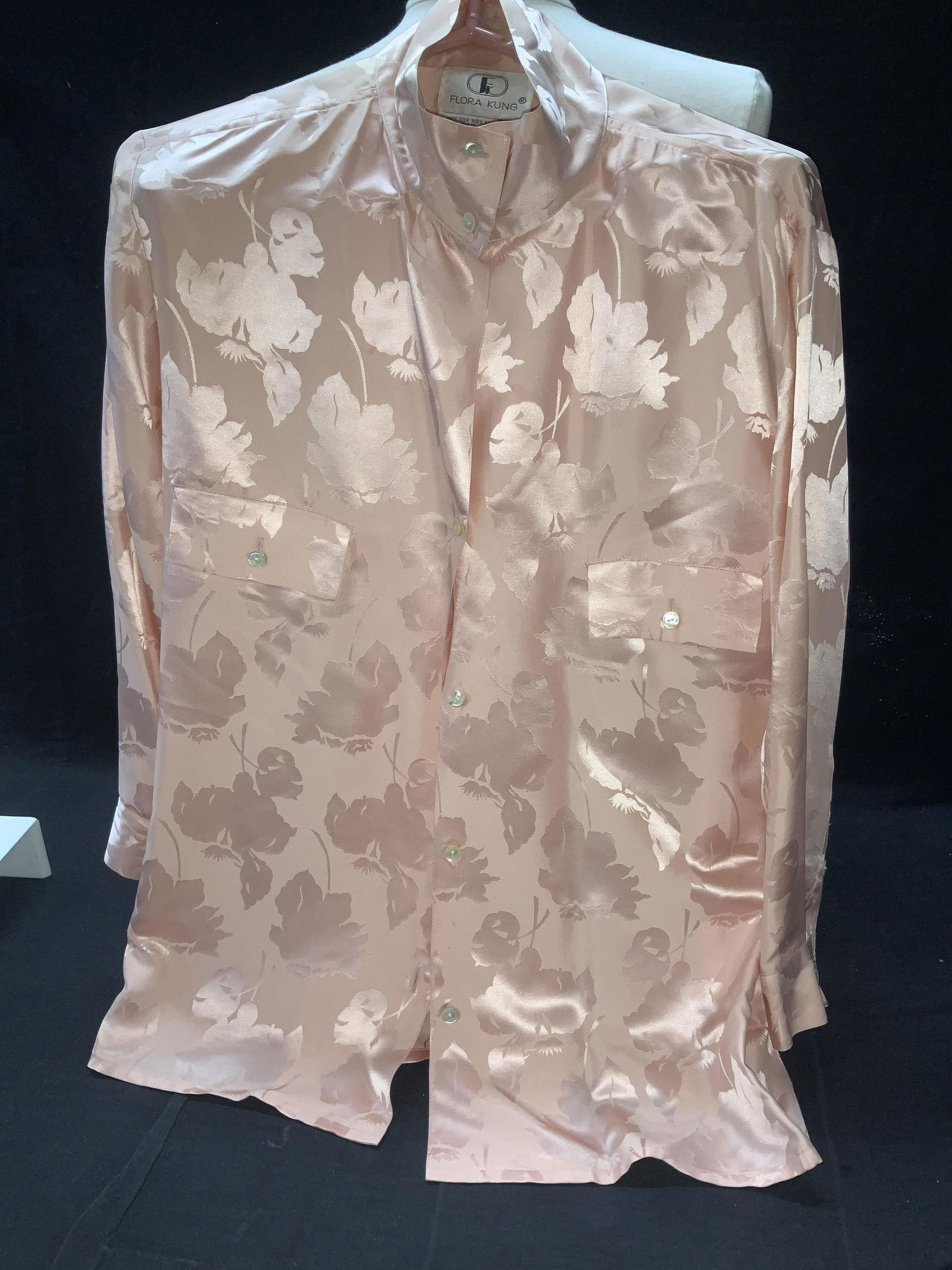 FLORA KUNG VTG Pink Silk Asian Blouse, Hong Kong (1 of 5)