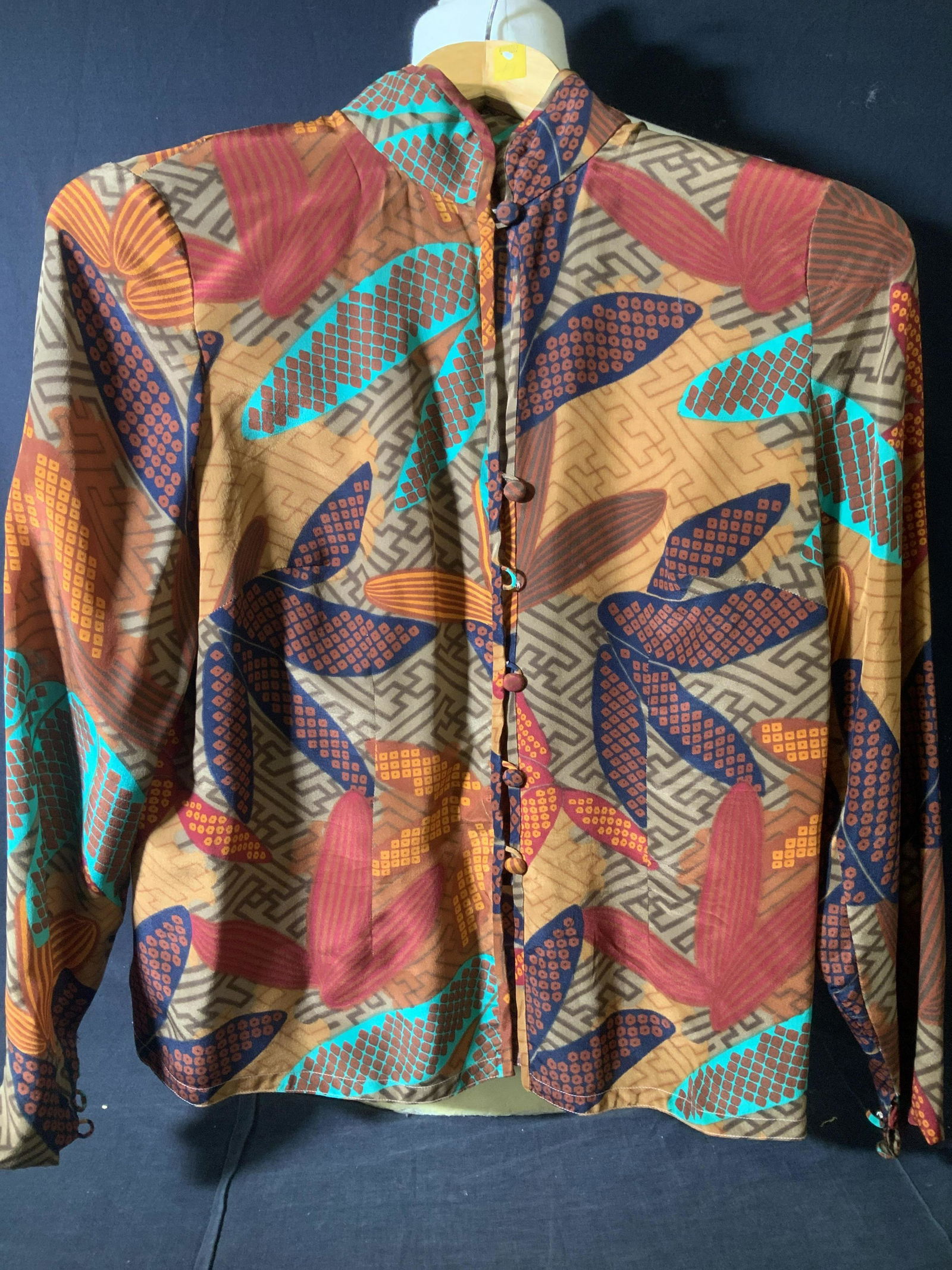 Silk Multi Print Long Sleeve Blouse (1 of 5)