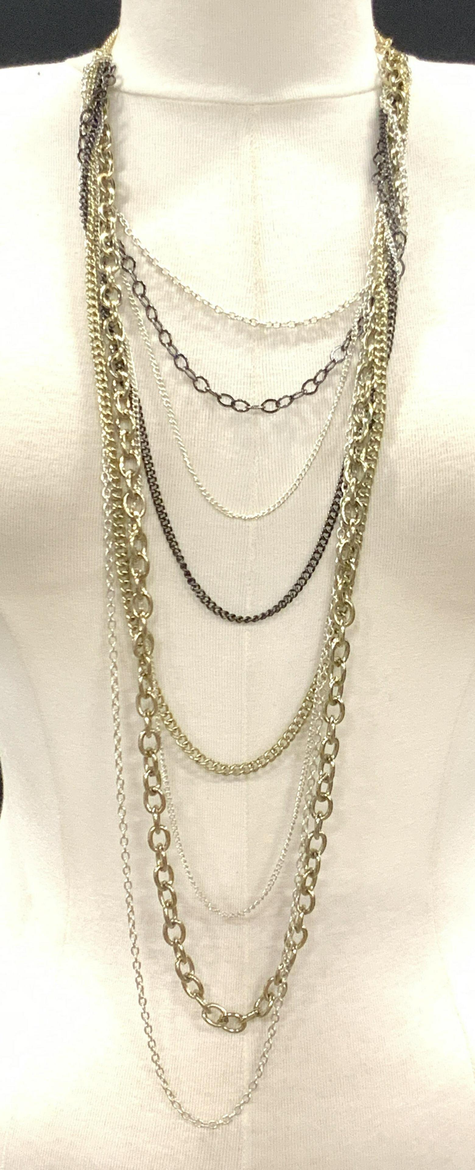 Multi Strand Chain Statement Necklace (1 of 6)