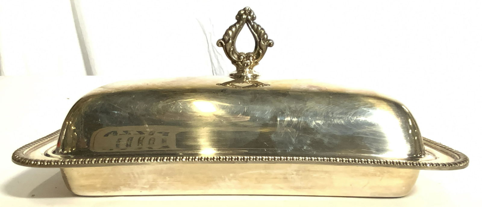 CRESCENT Silverplated Butter Dish W Glass Insert (1 of 8)