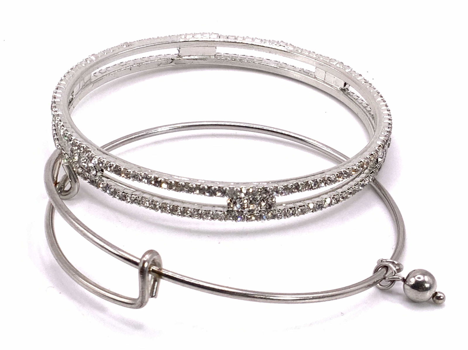 Lot 2 Vintage Polished Metal & Bejeweled Bangles (1 of 9)