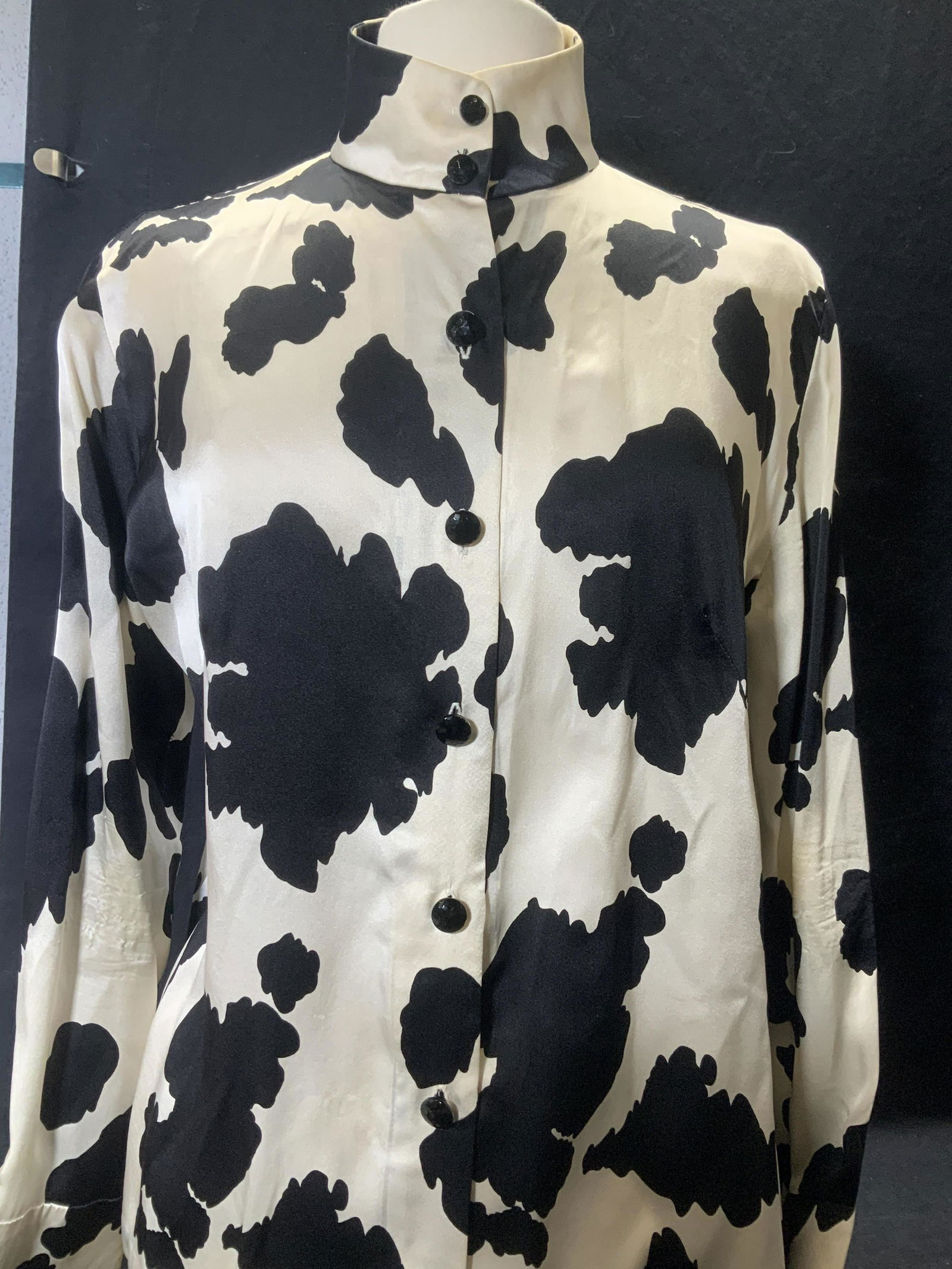 SILK Cow Print Vintage Blouse (1 of 5)
