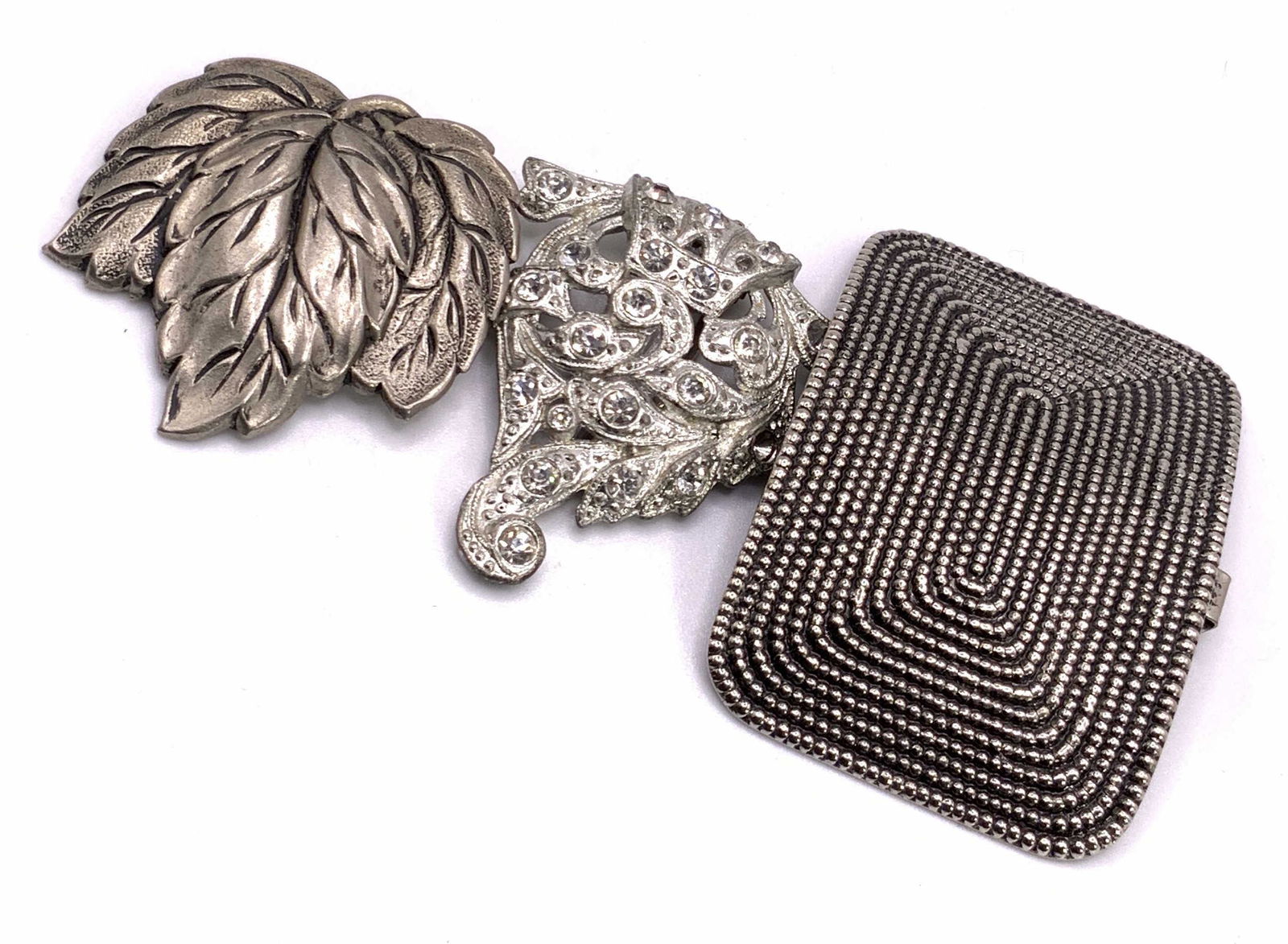 3 Vintage Sculptural Silver Tn Shoe Clips, Jewelry (1 of 8)