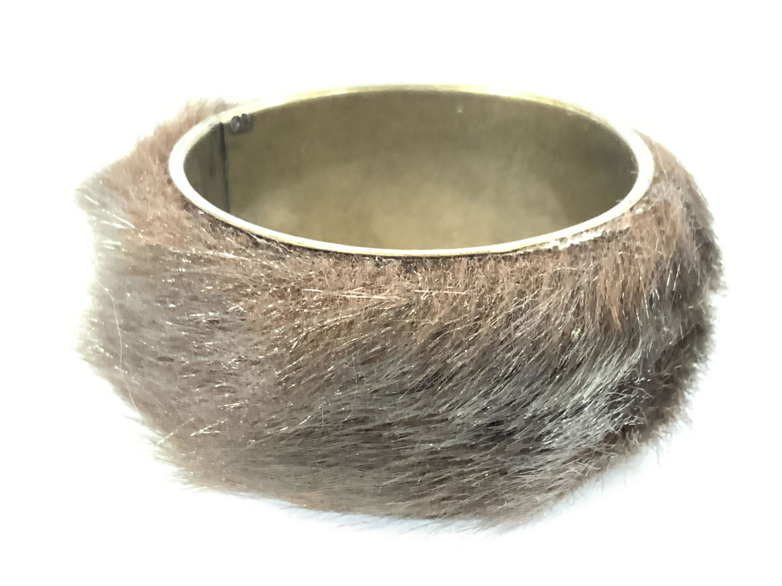Brass Toned Faux Fur Bangle (1 of 5)