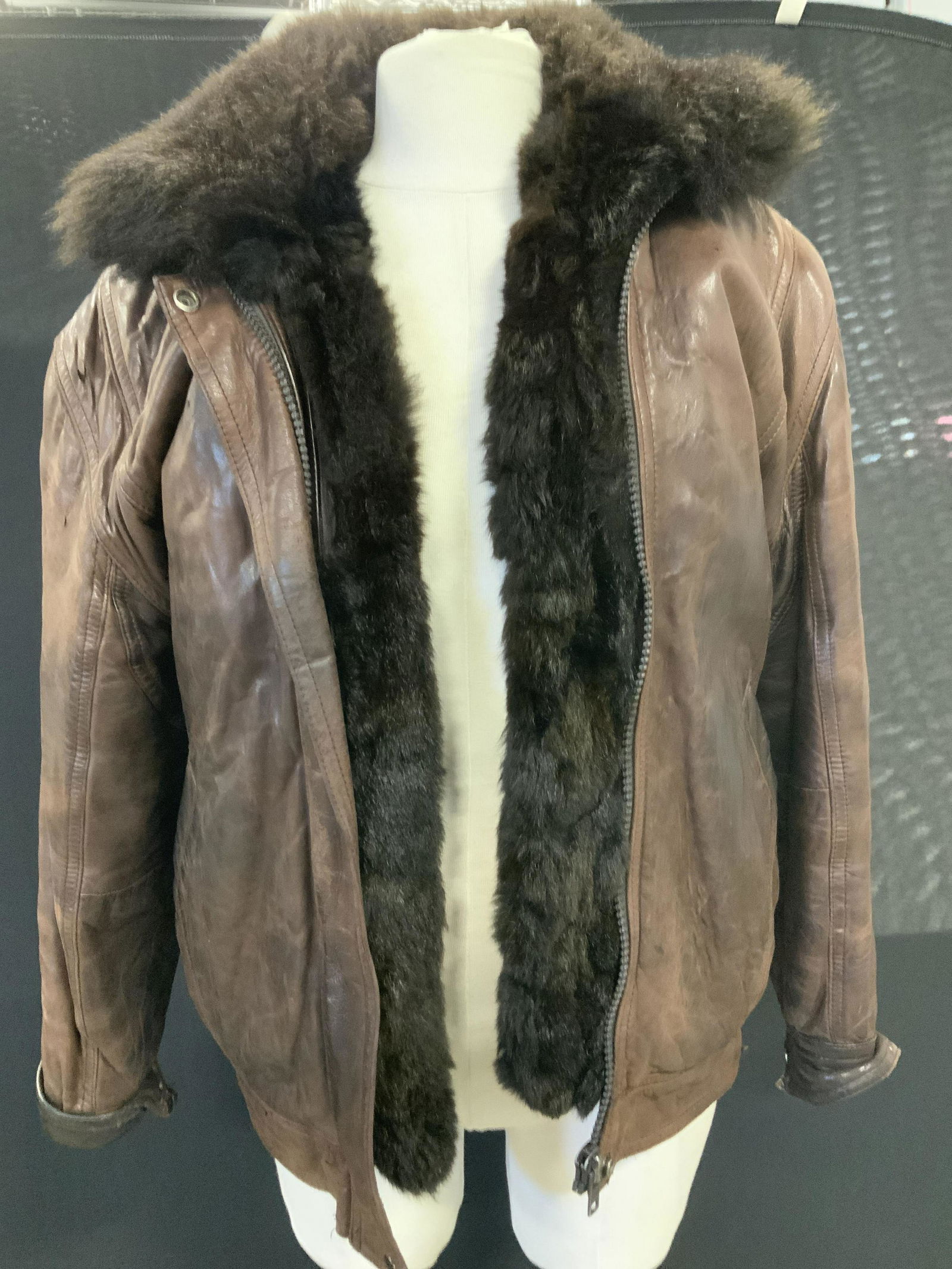 Ladies Leather & Fur Winter Bomber Jacket (1 of 9)