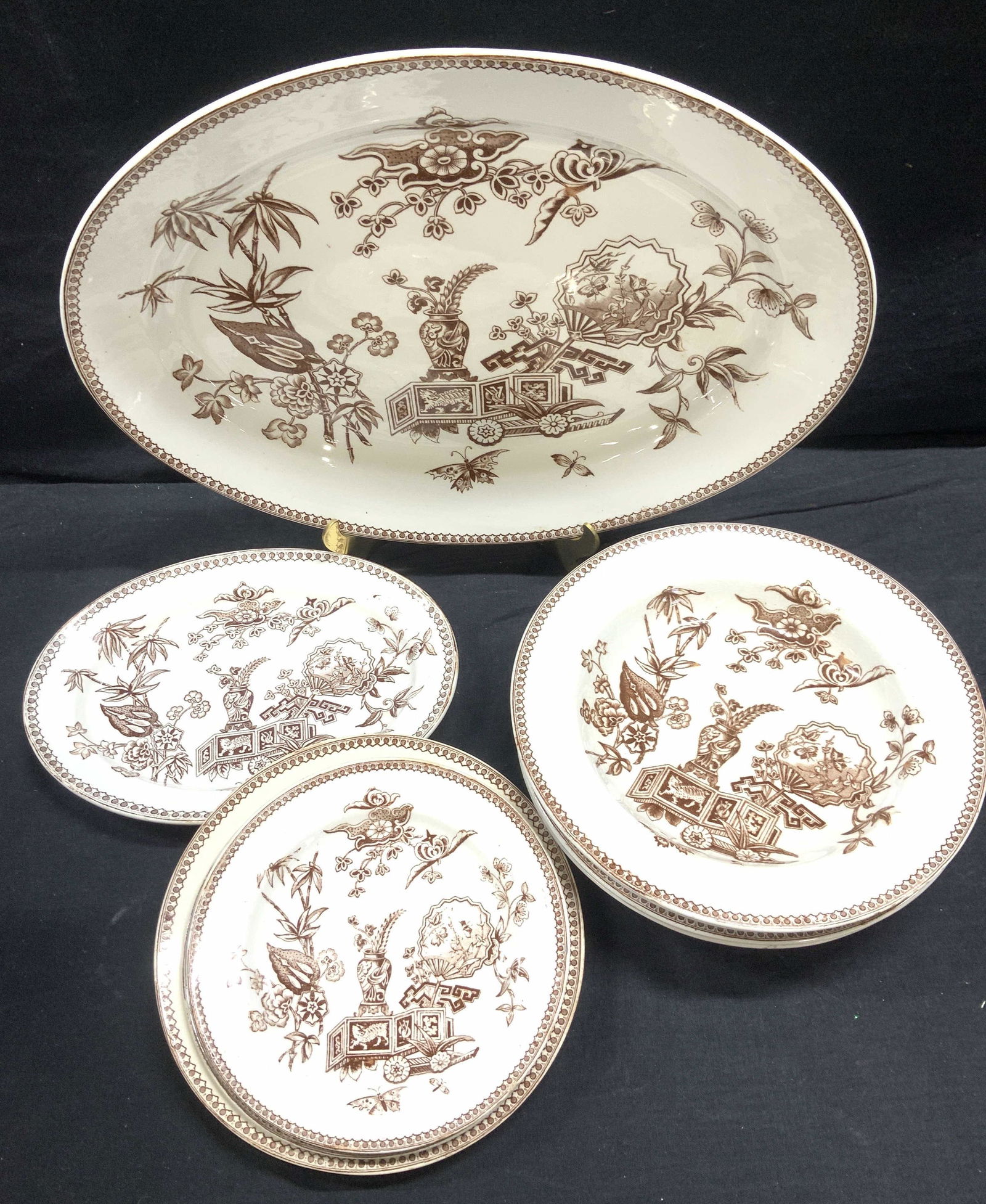 Set9 T Elsmore & Son Asian Ceramic Plates, England (1 of 8)
