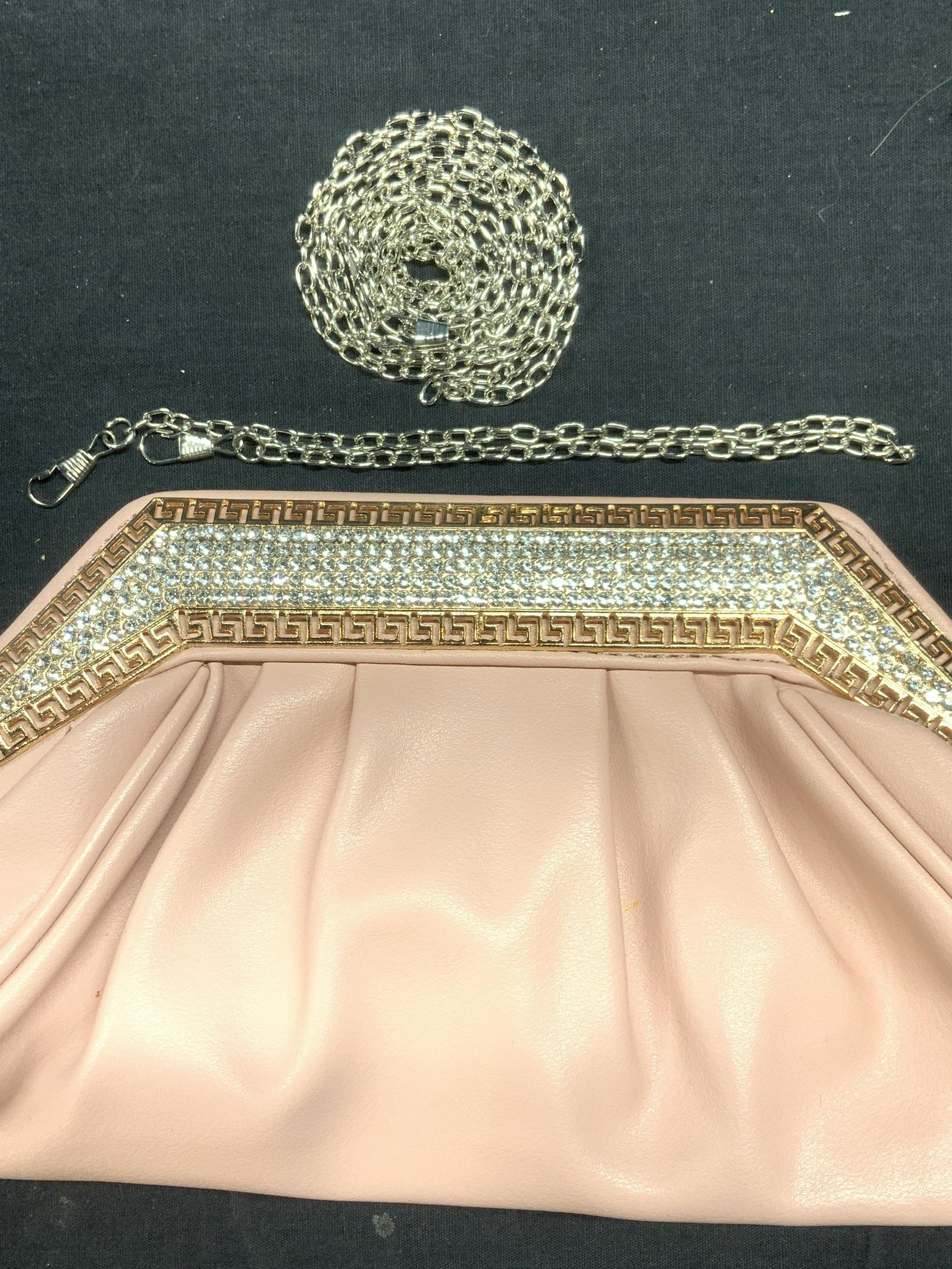 Greek Key & Rhinestone Pink Evening Bag (1 of 8)