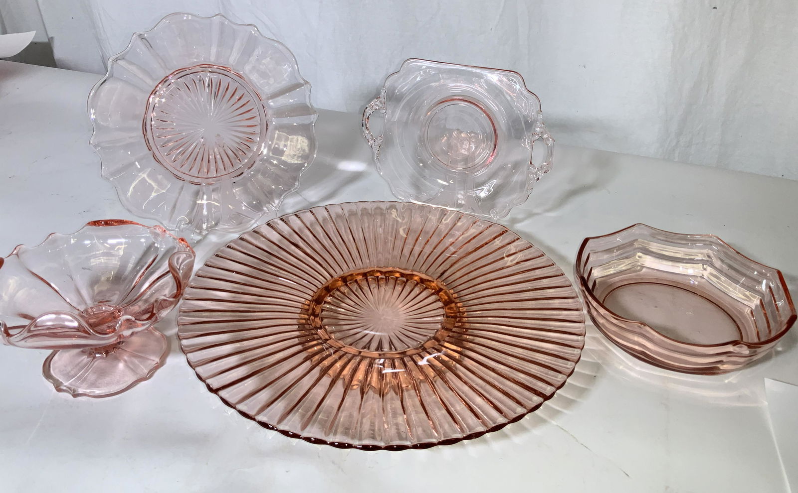 5 PCs Vintage Pink Depression Glass (1 of 8)