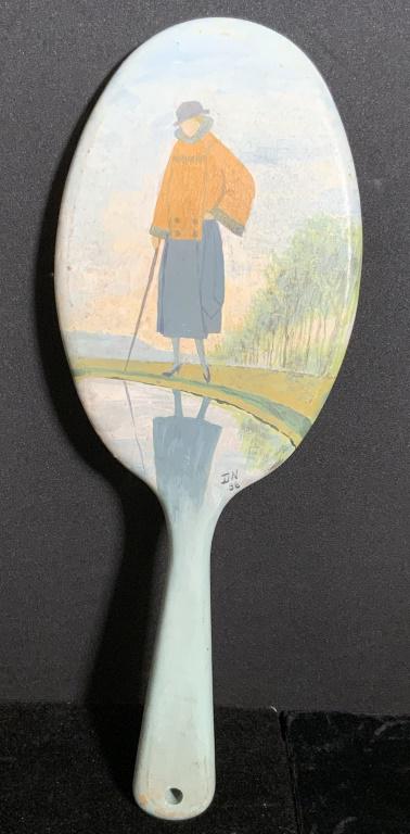 Vintage DN Signed Hand Painted Handheld Mirror (1 of 9)