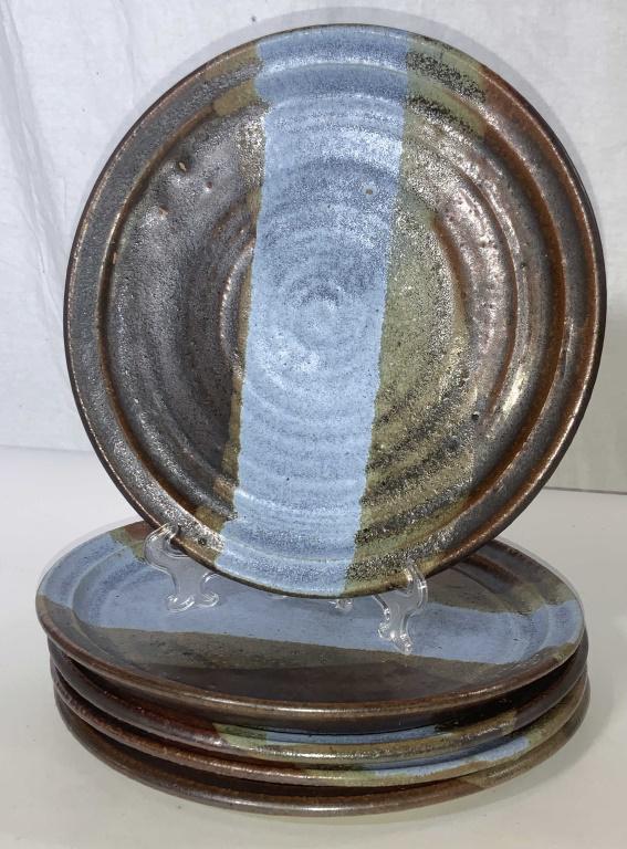 Set 5 Handmade Signed Ceramic Pottery Plates, 1972 (1 of 5)