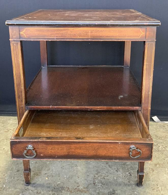 Vintage Genuine Mahogany End Table W/ Drawer (1 of 12)