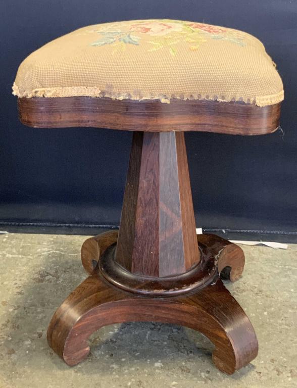 Antique Needlepoint Wooden Piano Stool (1 of 11)