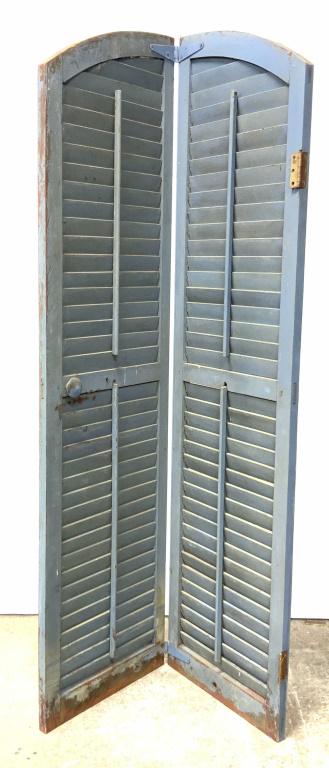 Vintage Hand Painted Blue Wooden Folding Screen (1 of 11)