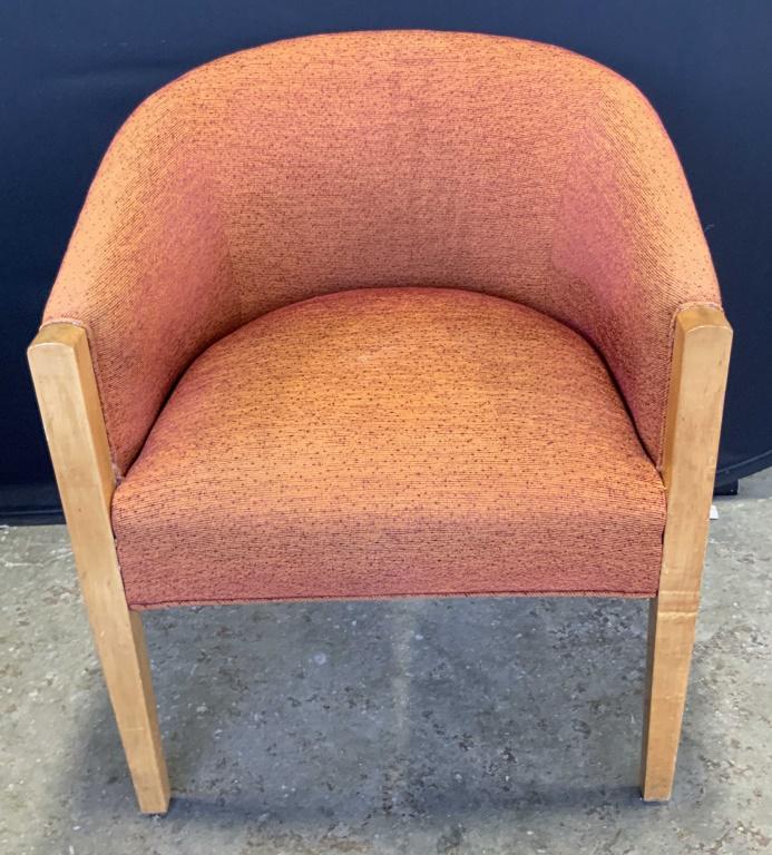 Vintage MCM Upholstered Orange Barrel Chair (1 of 10)