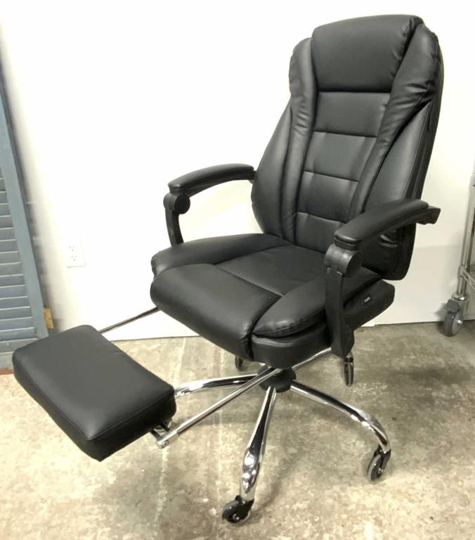 HBADA Black Leather Style Wheeled Office Chair (1 of 9)