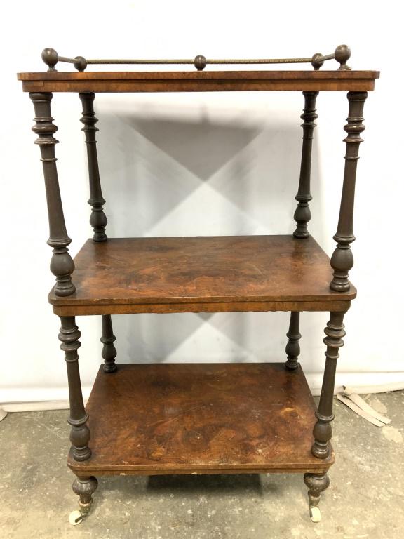 Vintage 3 Tier Wooden Display Stand On Casters (1 of 10)