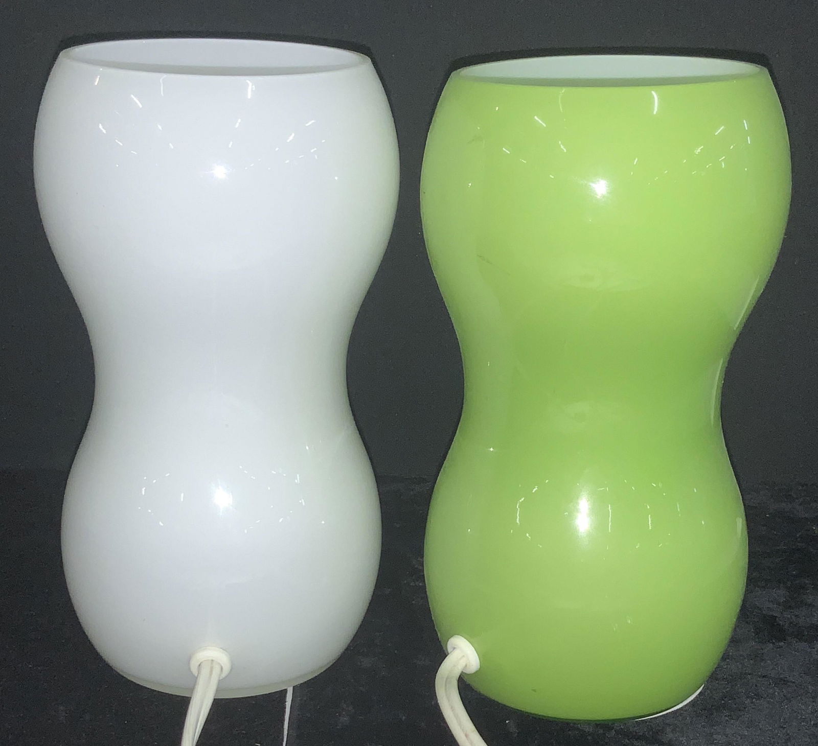 Pair Mid Century Style Colored Glass Gourd Lights (1 of 4)