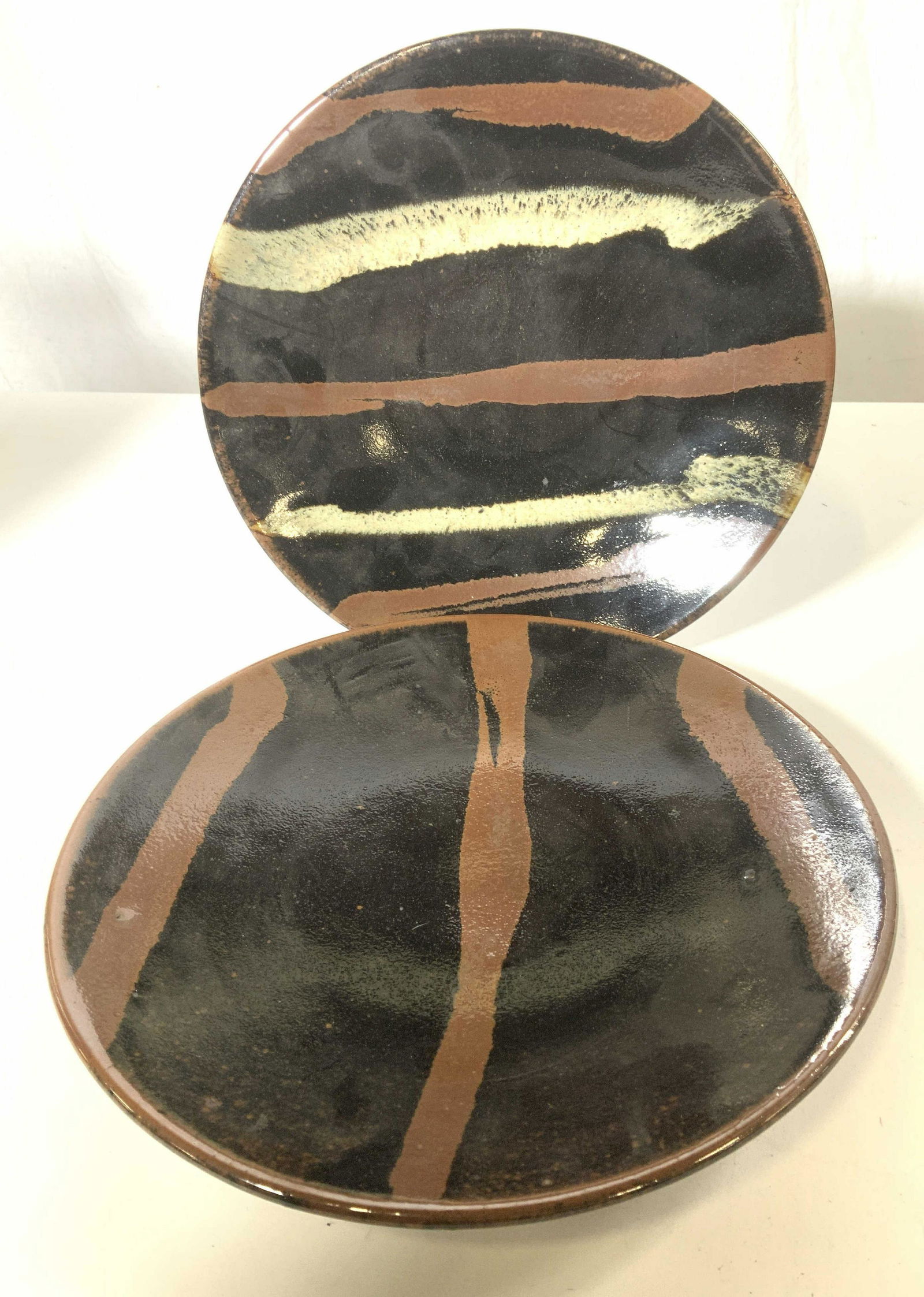 Pair Mid Century Glazed Ceramic Plates (1 of 5)