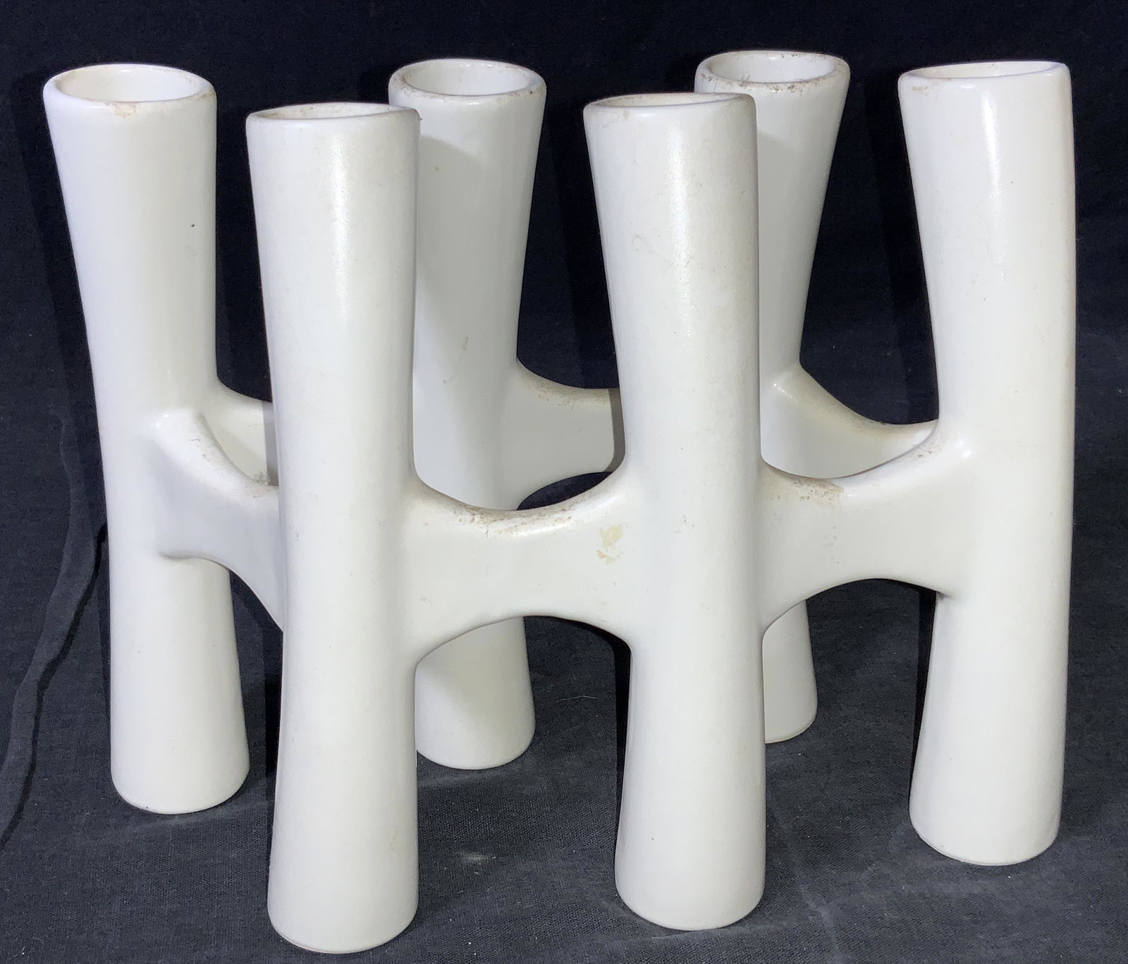 White Ceramic Abstract Tabletop Vessel (1 of 6)