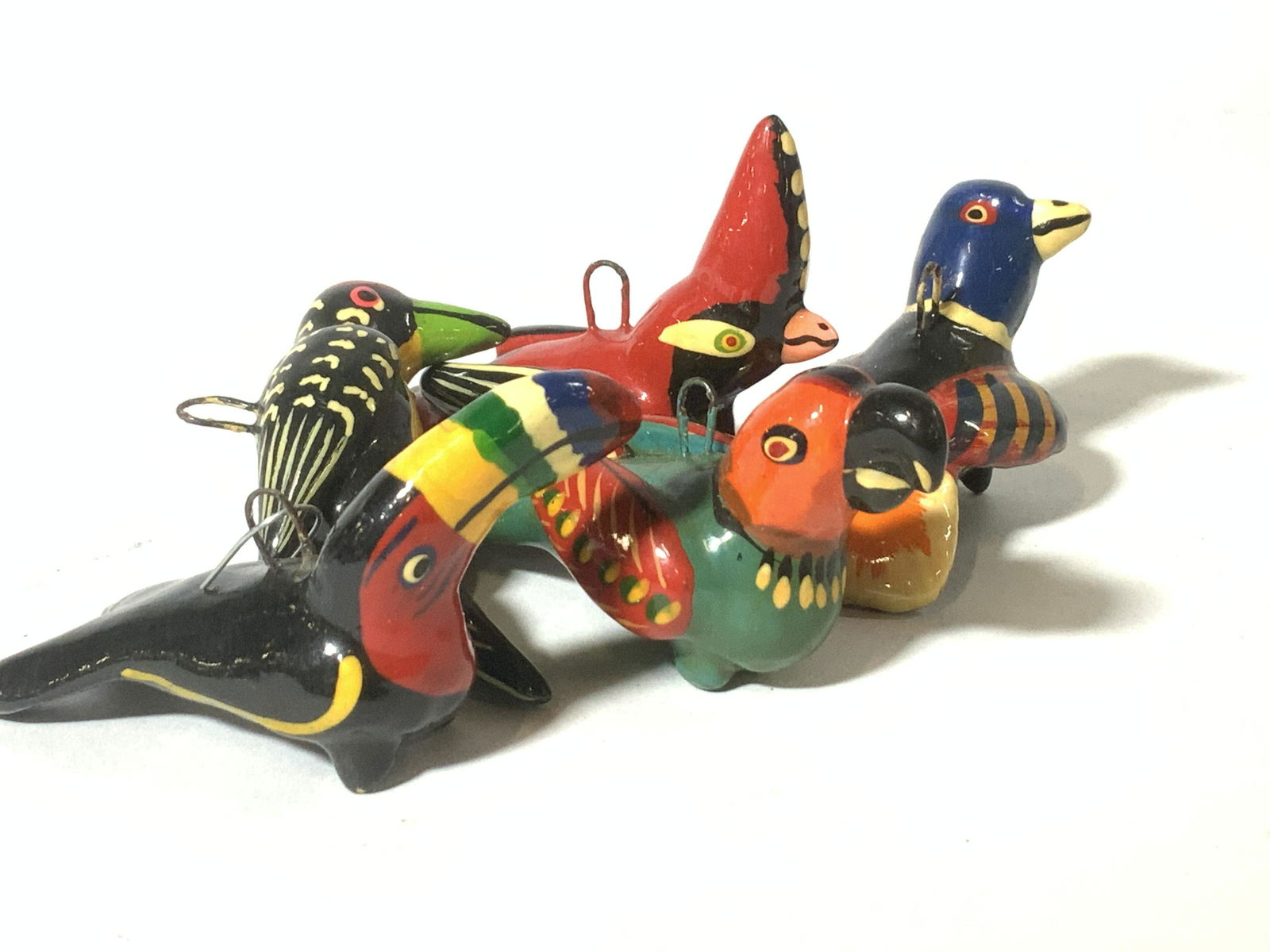 Set 5 Hand Painted Ceramic Bird Ornaments (1 of 6)