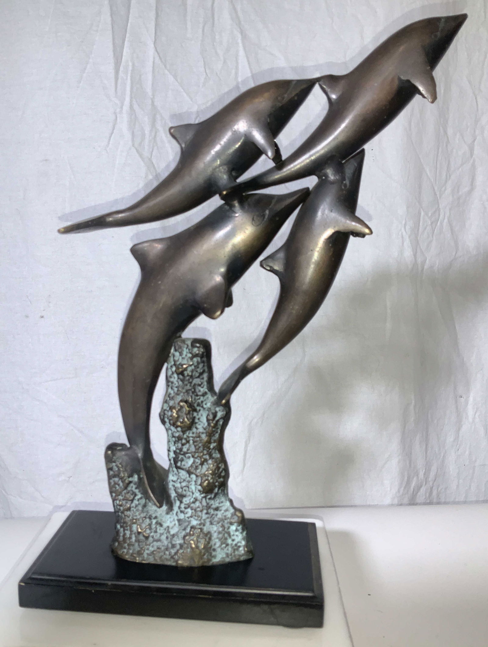 Bronzed Metal Dolphin Sculpture (1 of 7)