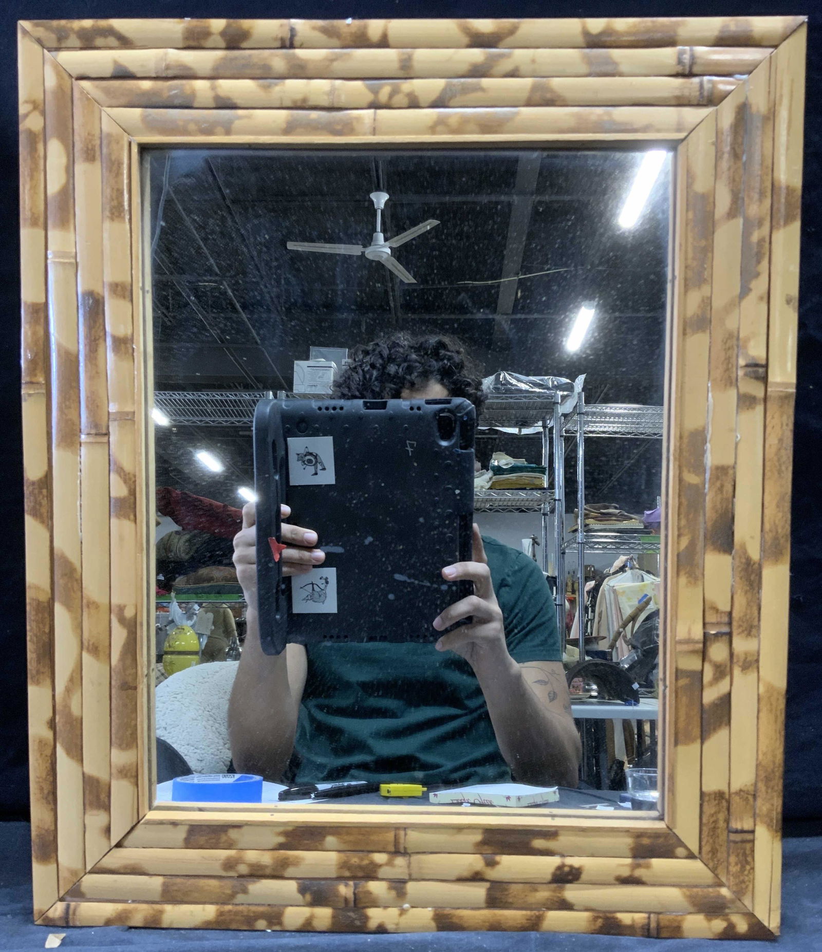 Mid Century Style Bamboo Wood Wall Mirror (1 of 5)