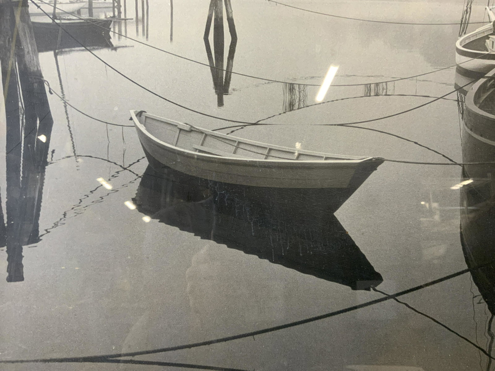 Vintage Framed Photograph of Boat: Vintage Framed Photograph of Boat, no apparent hallmarks, measures 20 1/2 x 16 1/2 inches, metal frame, surface wear to frame, professionally framed, not examined out of frame. Art, wall art, artwork,
