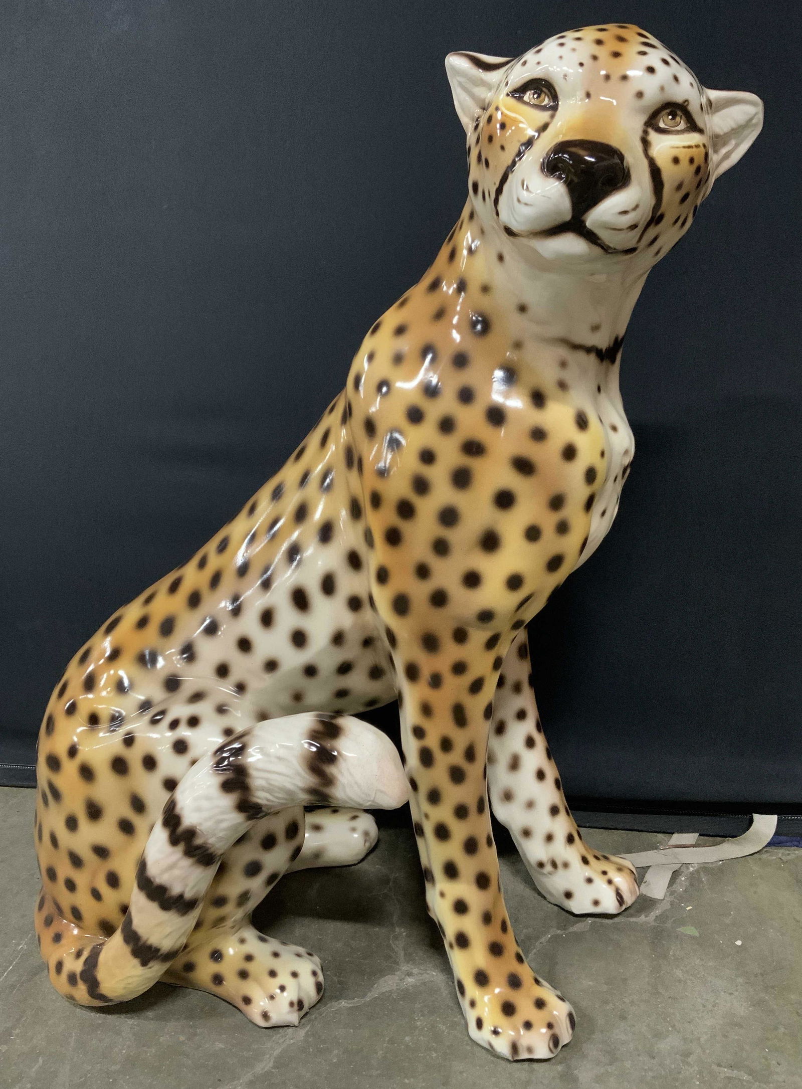 Floor Sized Ceramic Cheetah Sculpture, Italy (1 of 9)