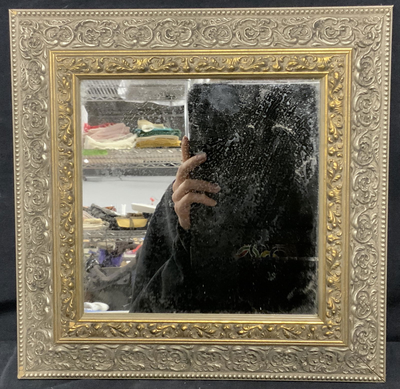 Retro Silver and Gold Toned Mirror (1 of 4)