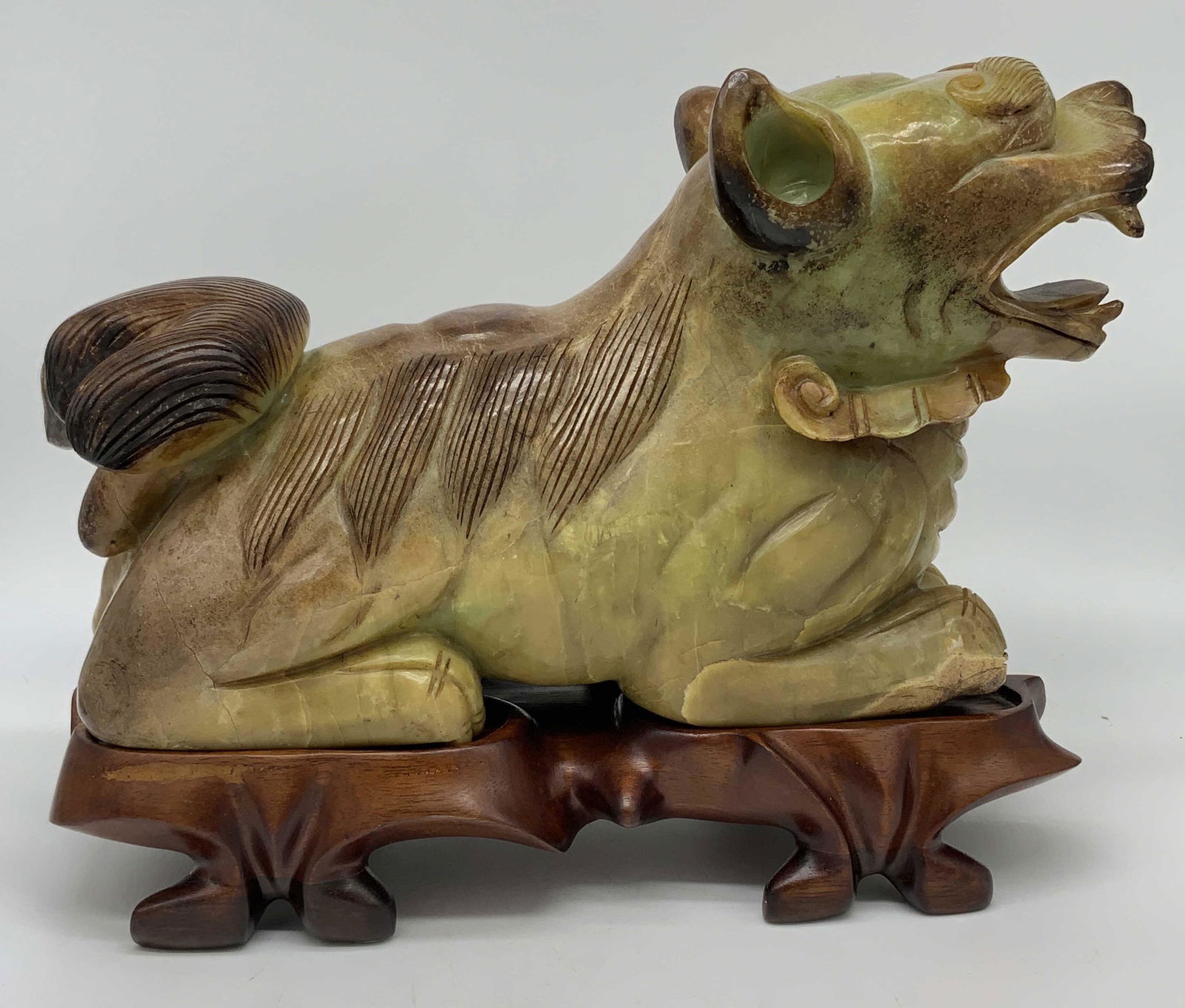 Natural Stone Fu Dog on Wood Stand (1 of 16)